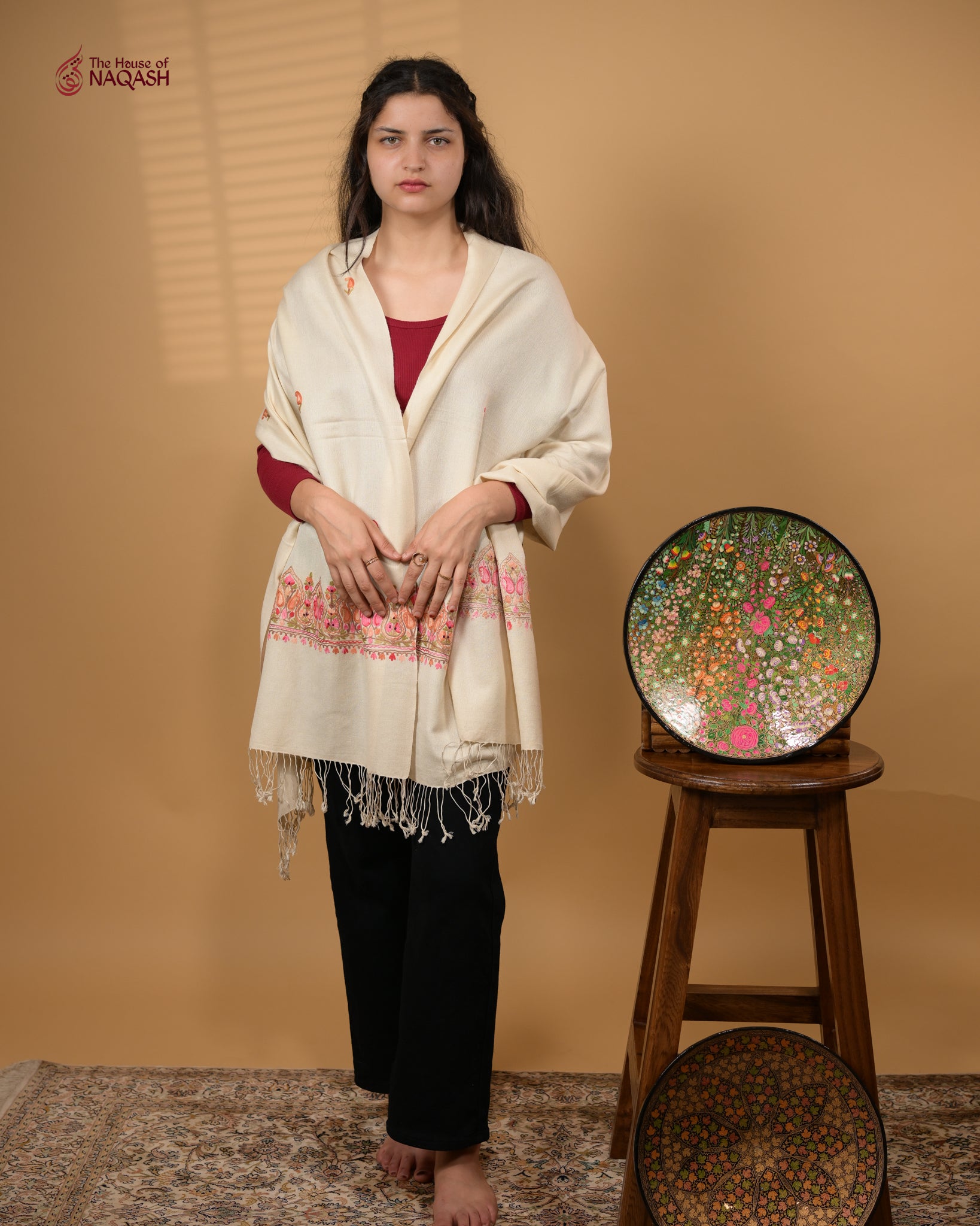 Ivory Meher Aari Stole