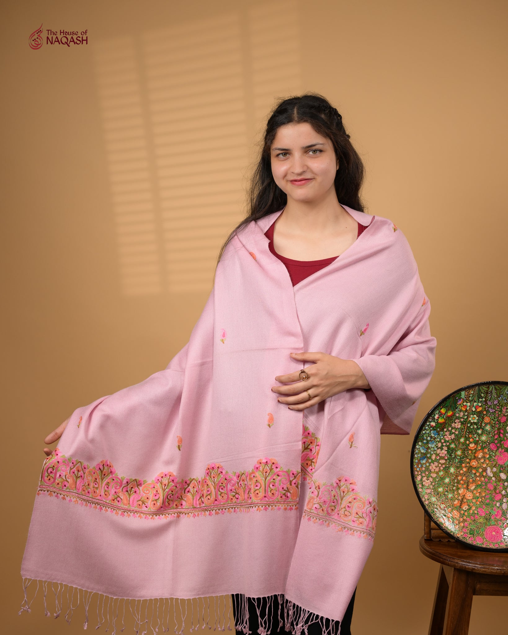 Pink Aruna Aari Stole