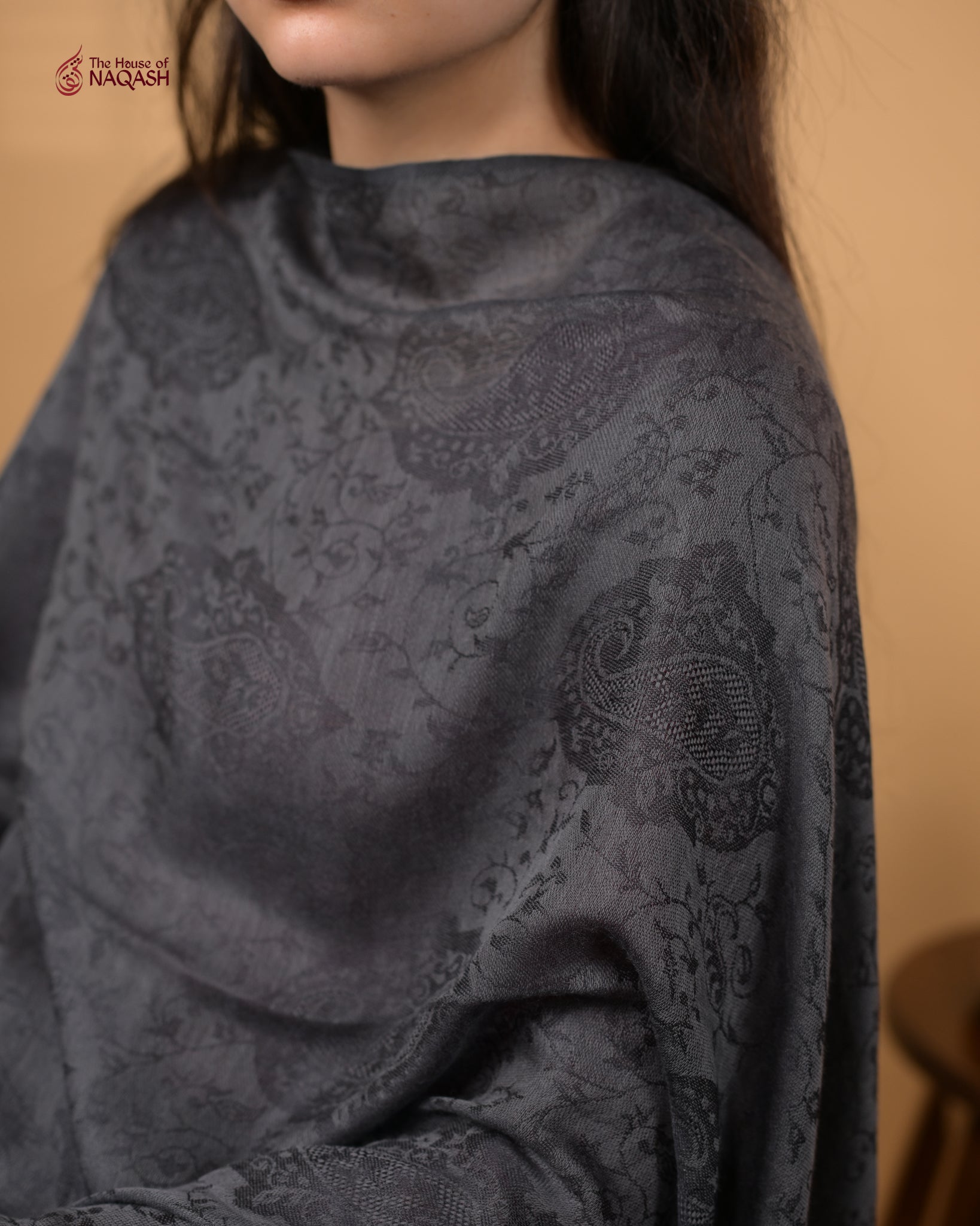 Black silk-blend wrap