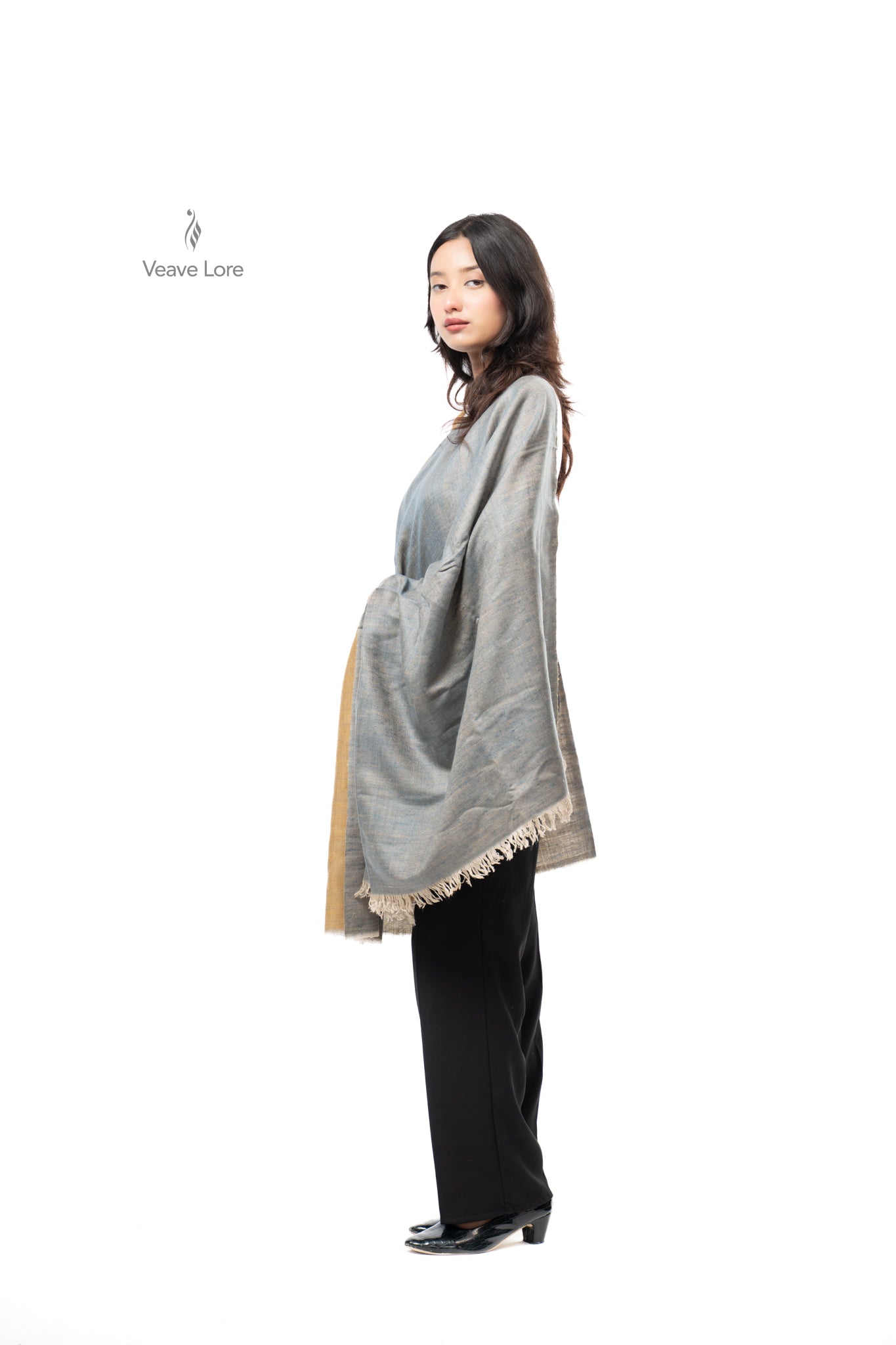 Zarrin Slate Pashmina Shawl