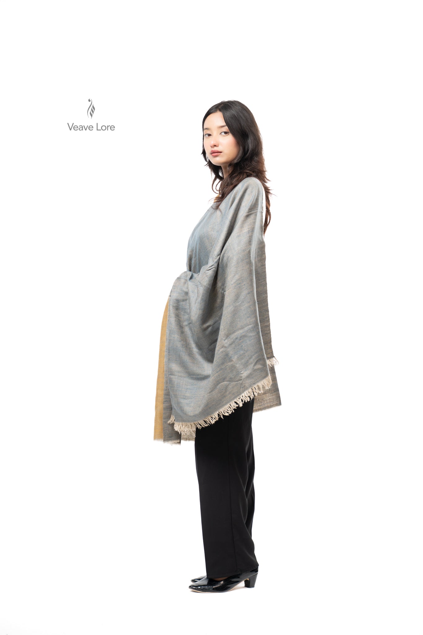 Zarrin Slate Pashmina Shawl