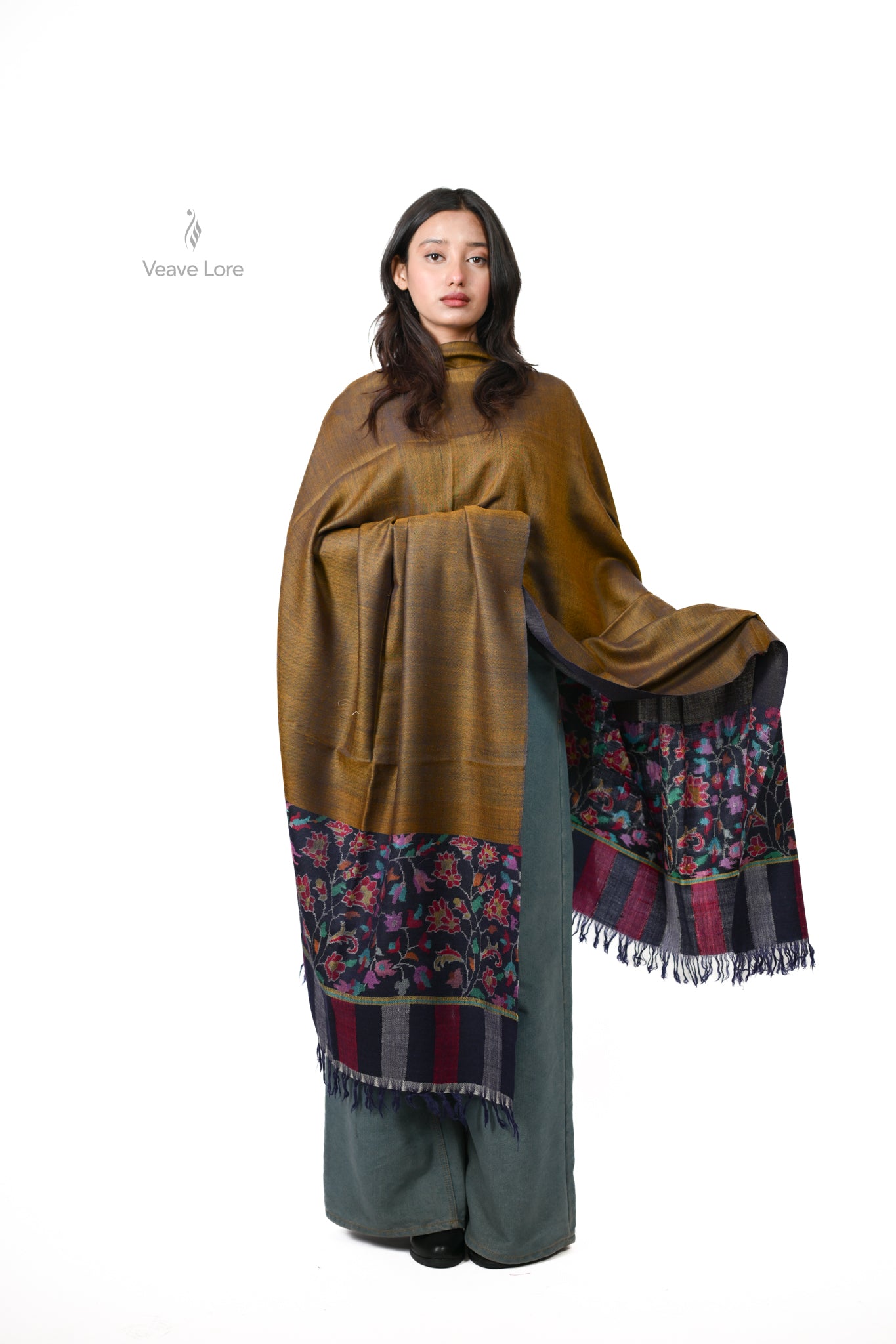 Zar-o-Gul Gold & Rose Pashmina Shawl