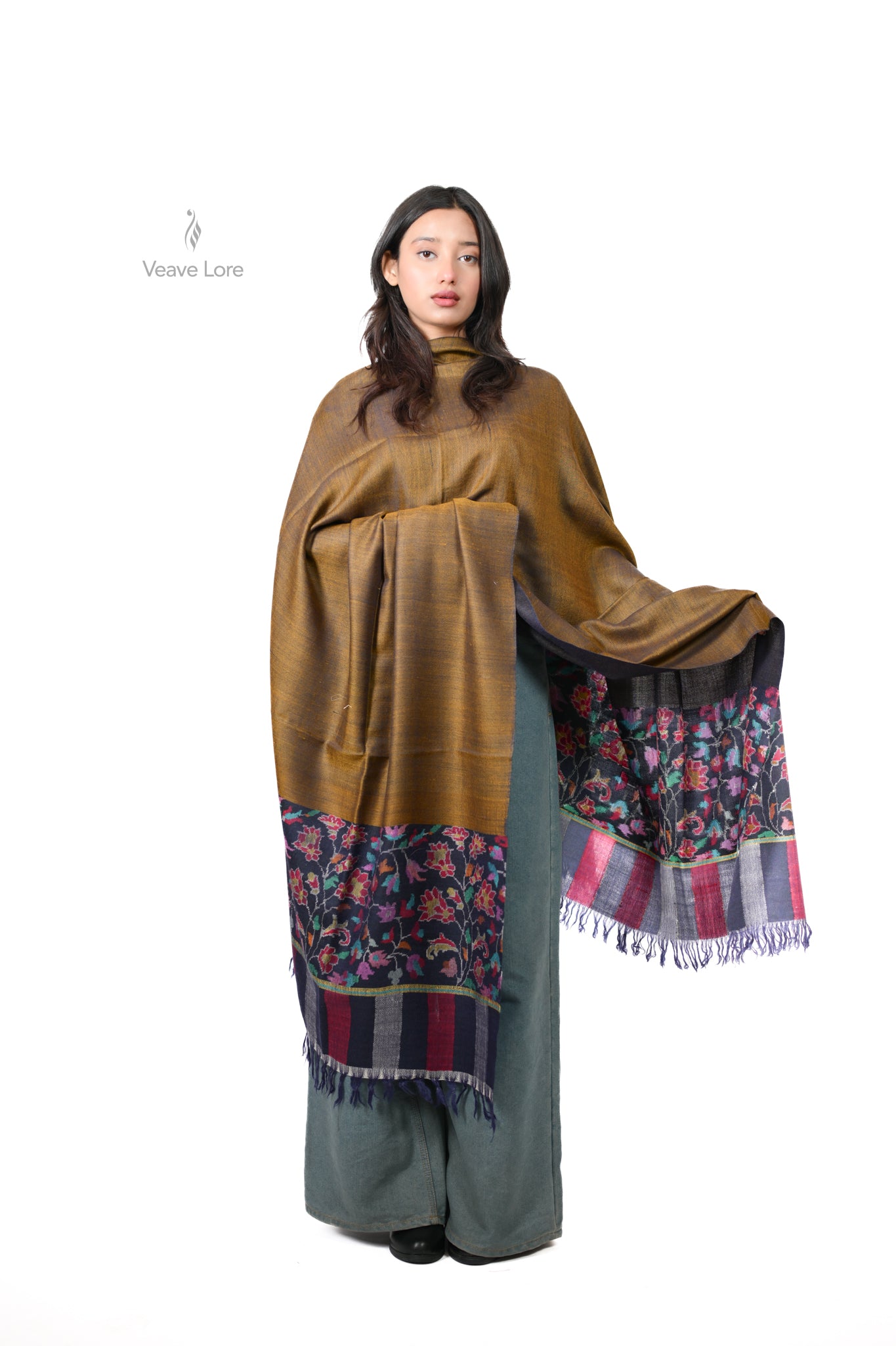 Zar-o-Gul Gold & Rose Pashmina Shawl