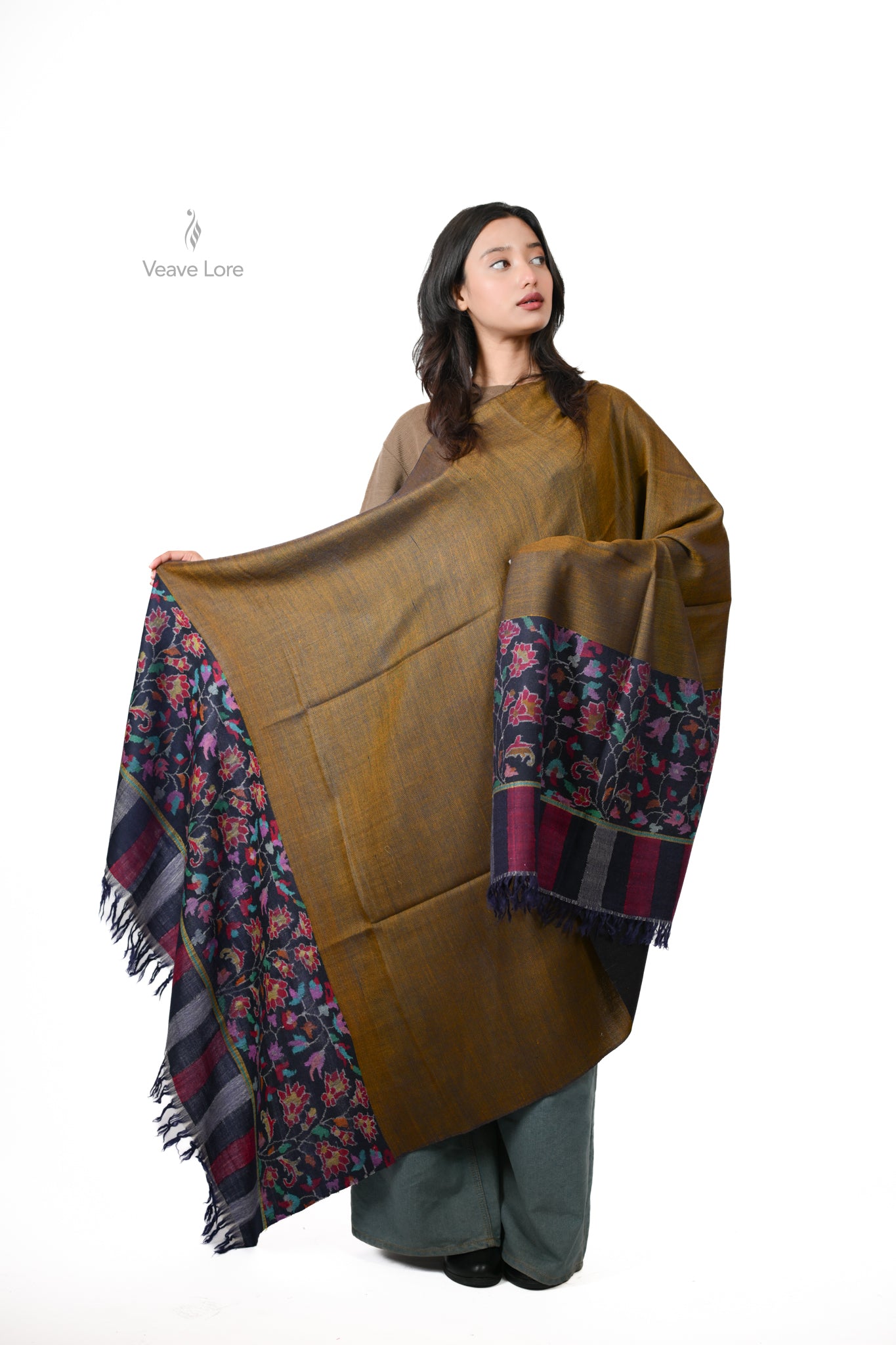 Zar-o-Gul Gold & Rose Pashmina Shawl