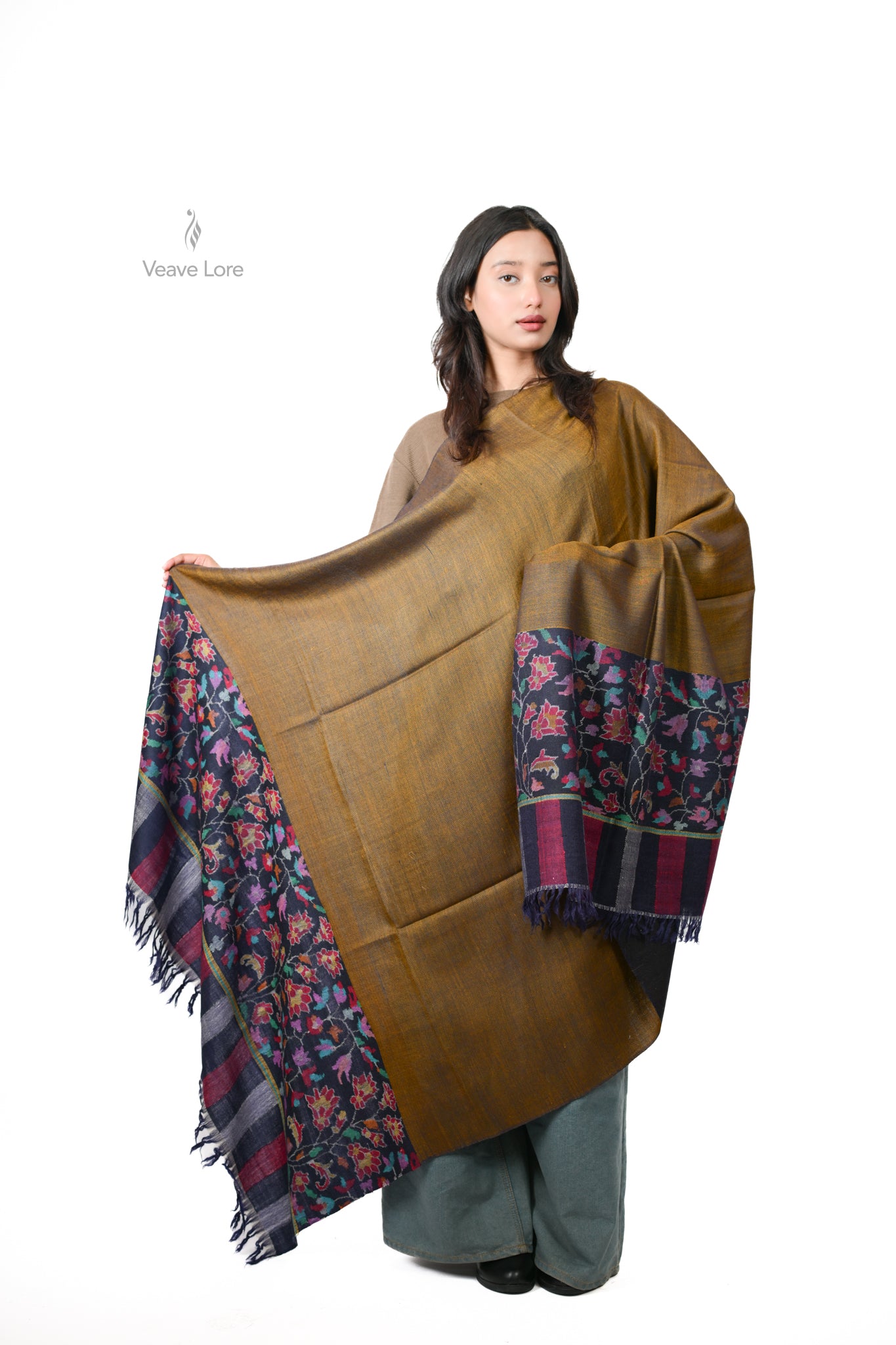 Zar-o-Gul Gold & Rose Pashmina Shawl