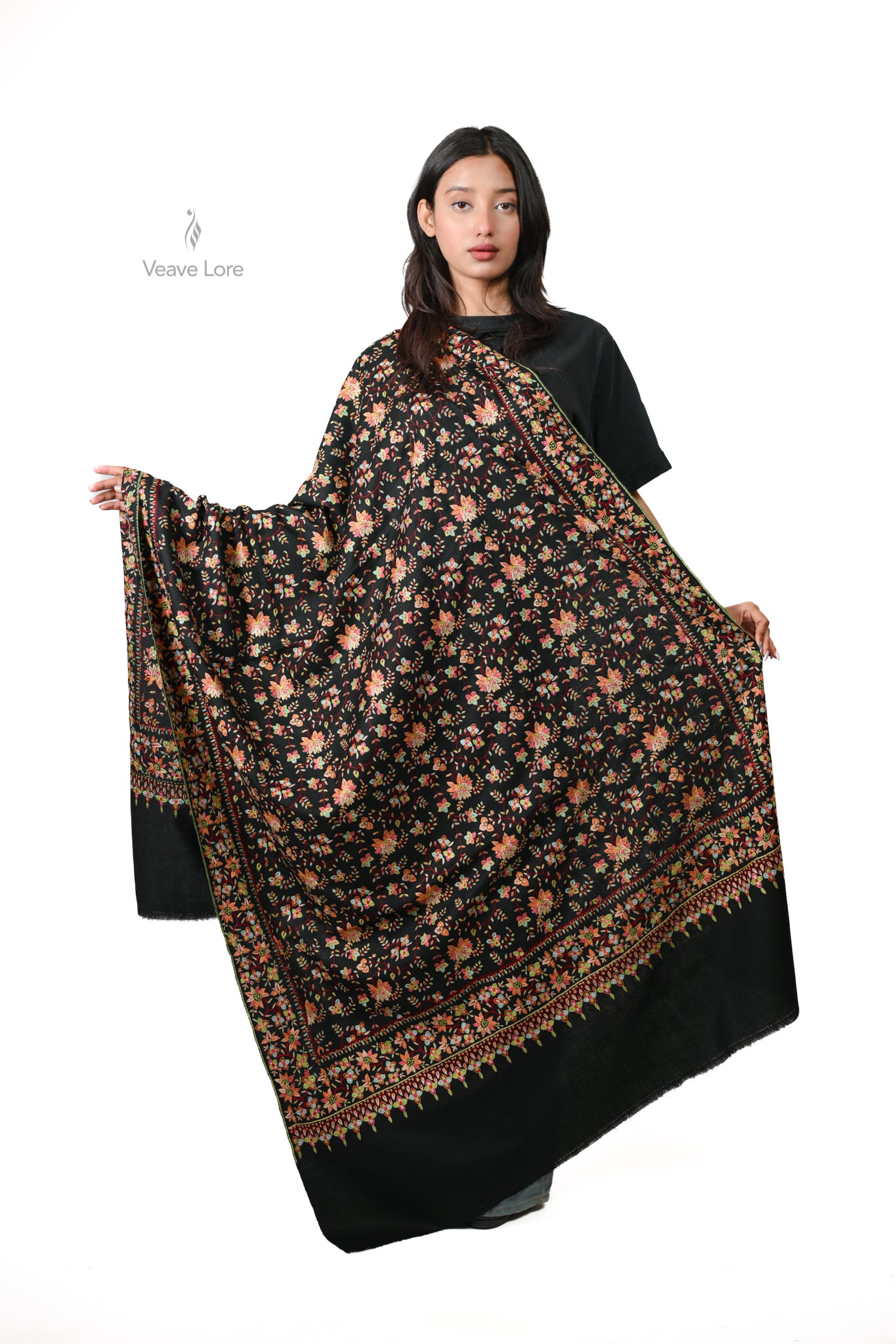 Midnight Chaman Pashmina Shawl