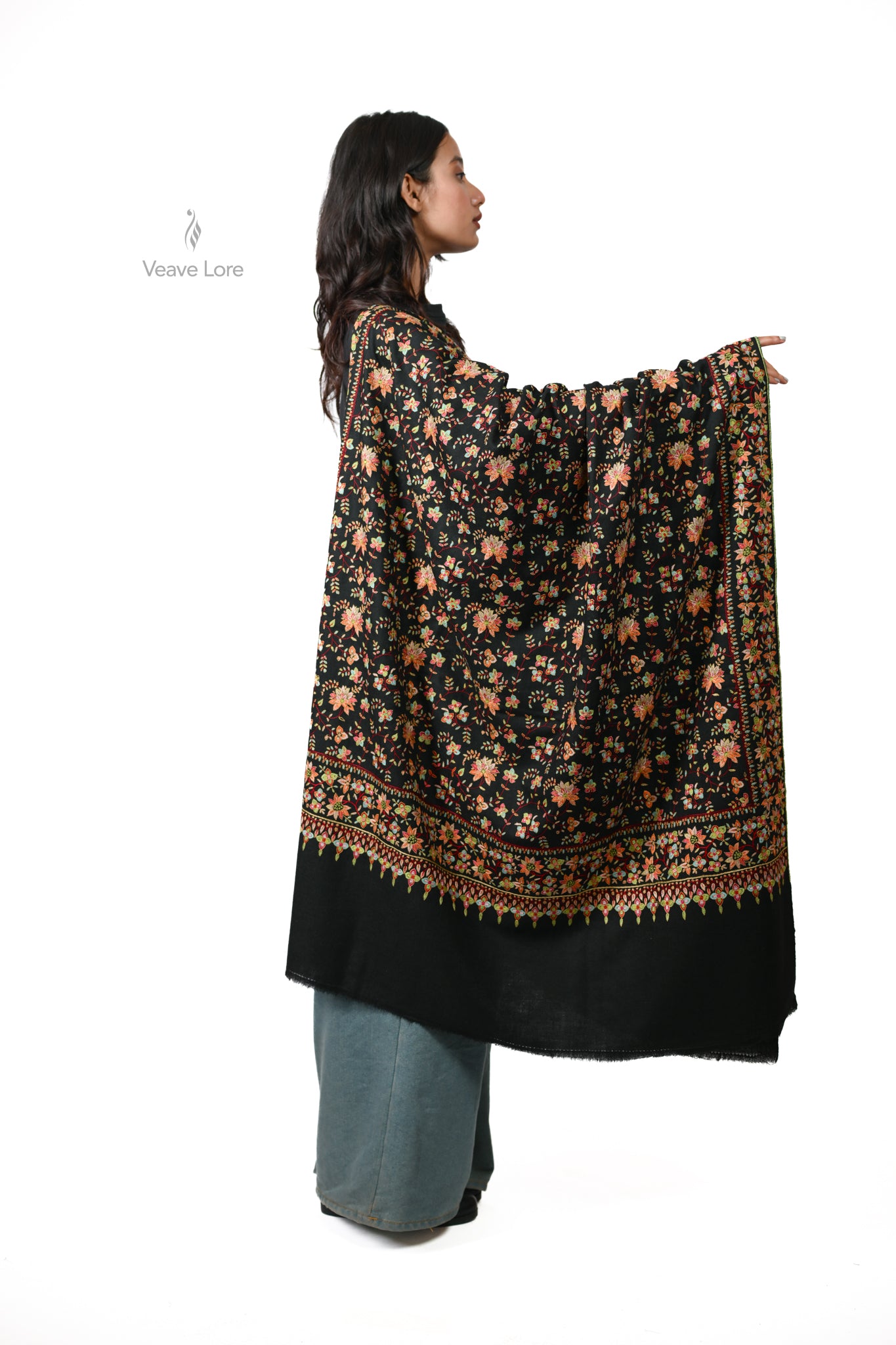 Midnight Chaman Pashmina Shawl