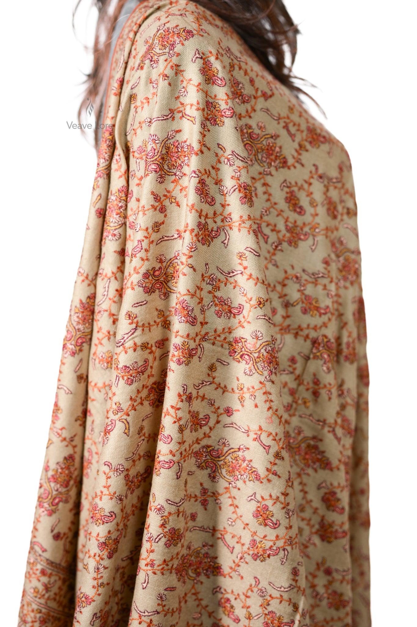 The Jali Garden Pashmina Shawl An All-Over Sozni Jaal of Lattice and Flower