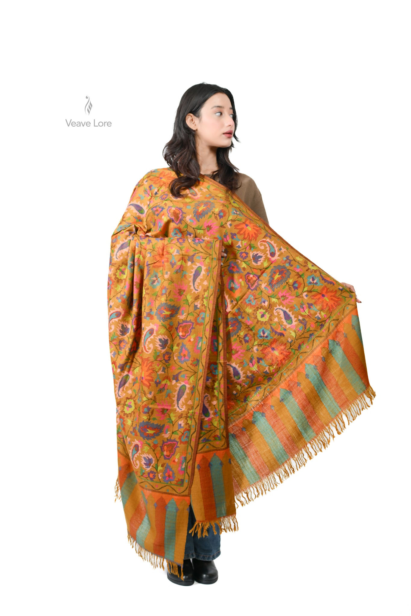 The Saffron Fields Pashmina Shawl