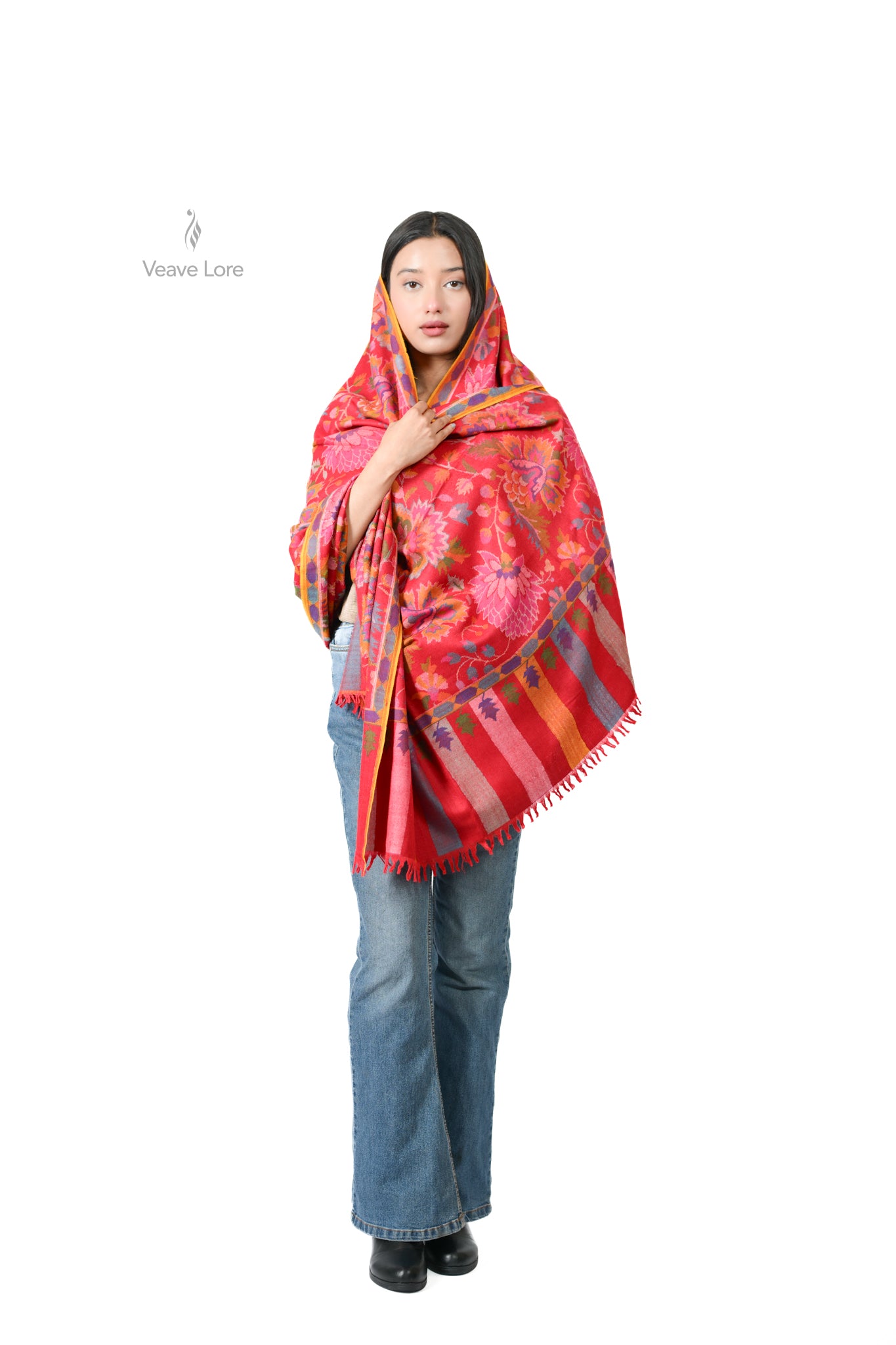 The Scarlet Lotus Pashmina Shawl