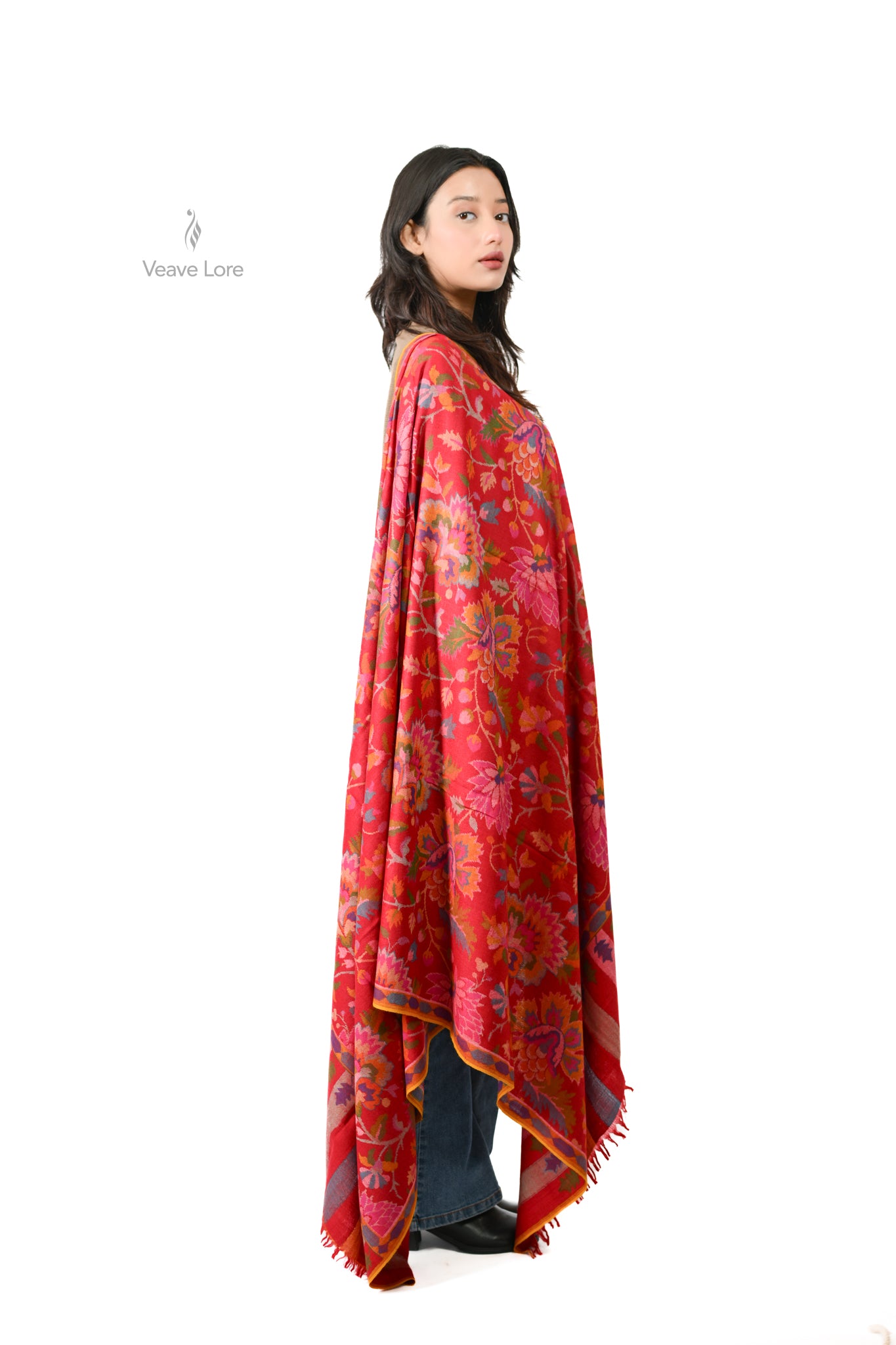 The Scarlet Lotus Pashmina Shawl