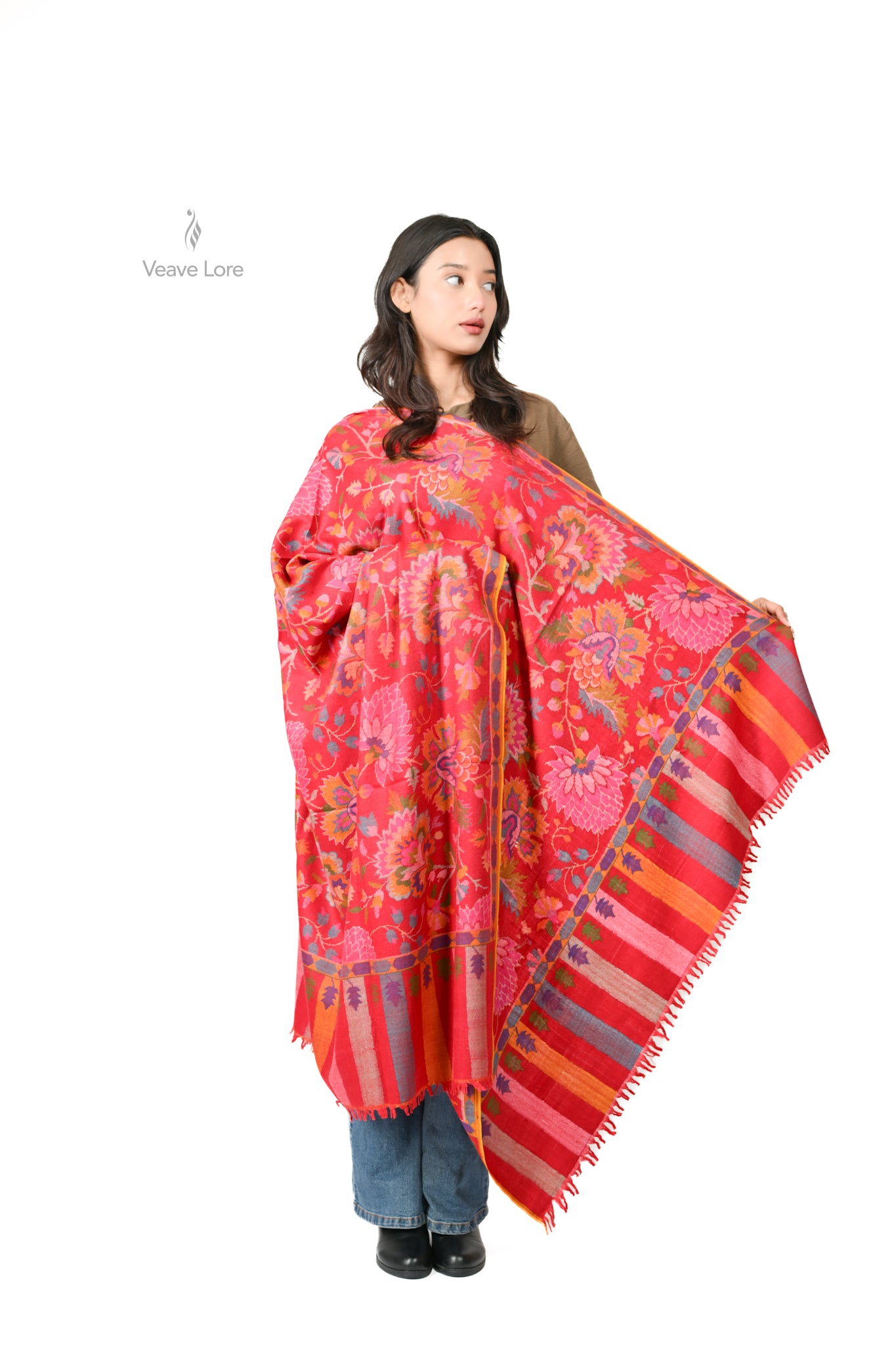 The Scarlet Lotus Pashmina Shawl
