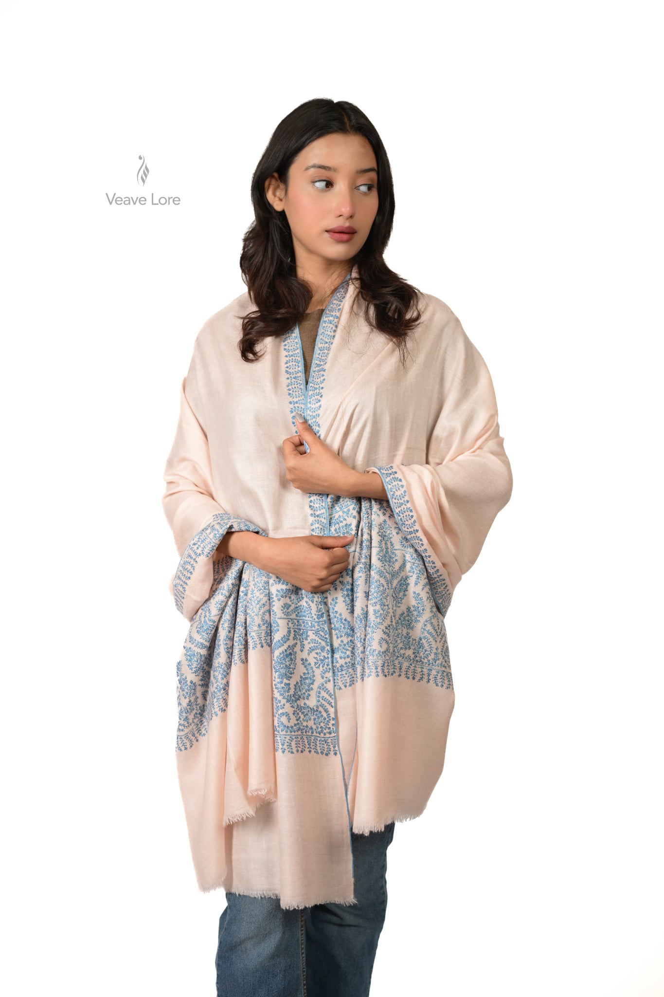 Blush Azure Pashmina Shawl