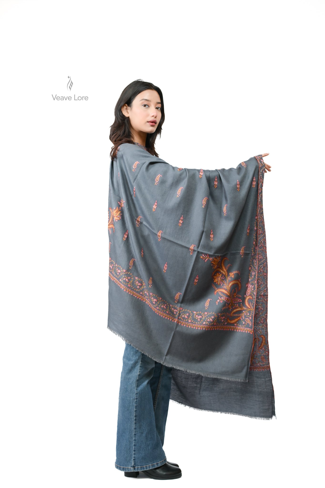 Sitara Pewter Pashmina Shawl