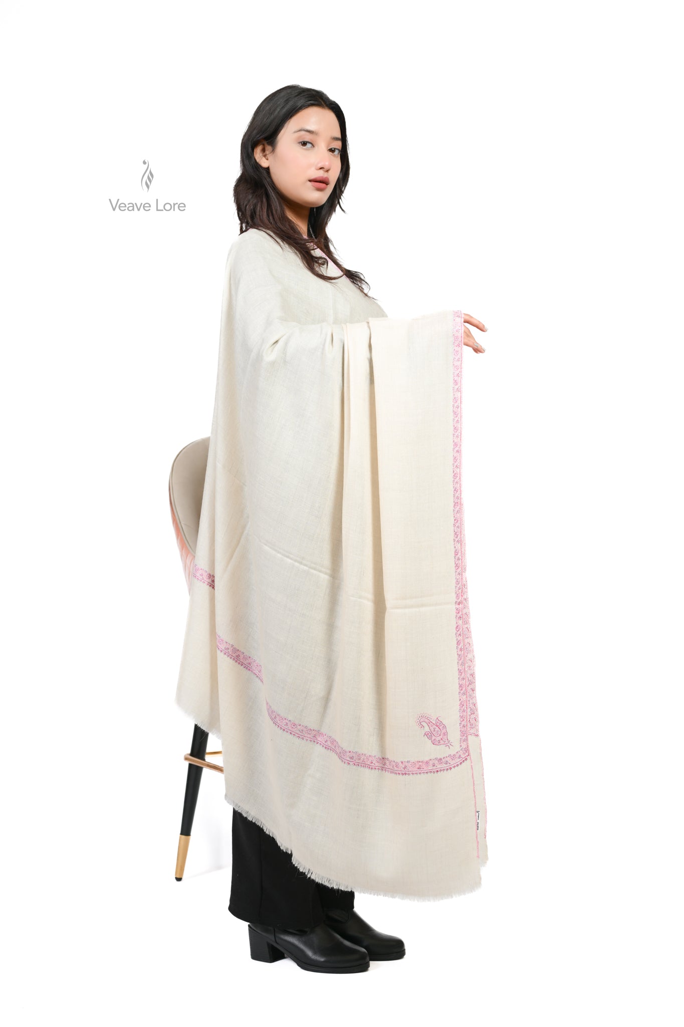 Khushboo-e-Gulabi Pashmina Shawl