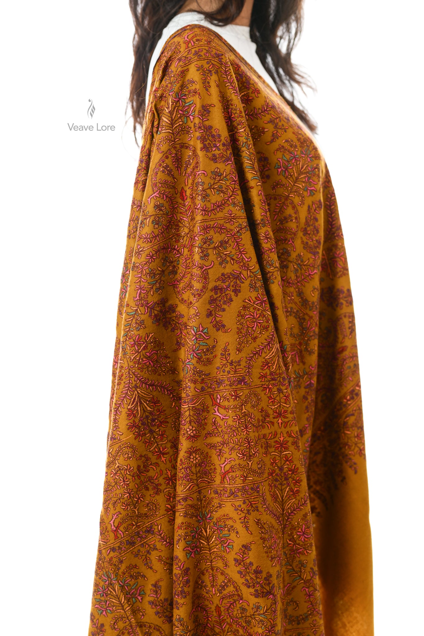 Zard Chaman Hand Embroidered Sozni Jamawar Shawl