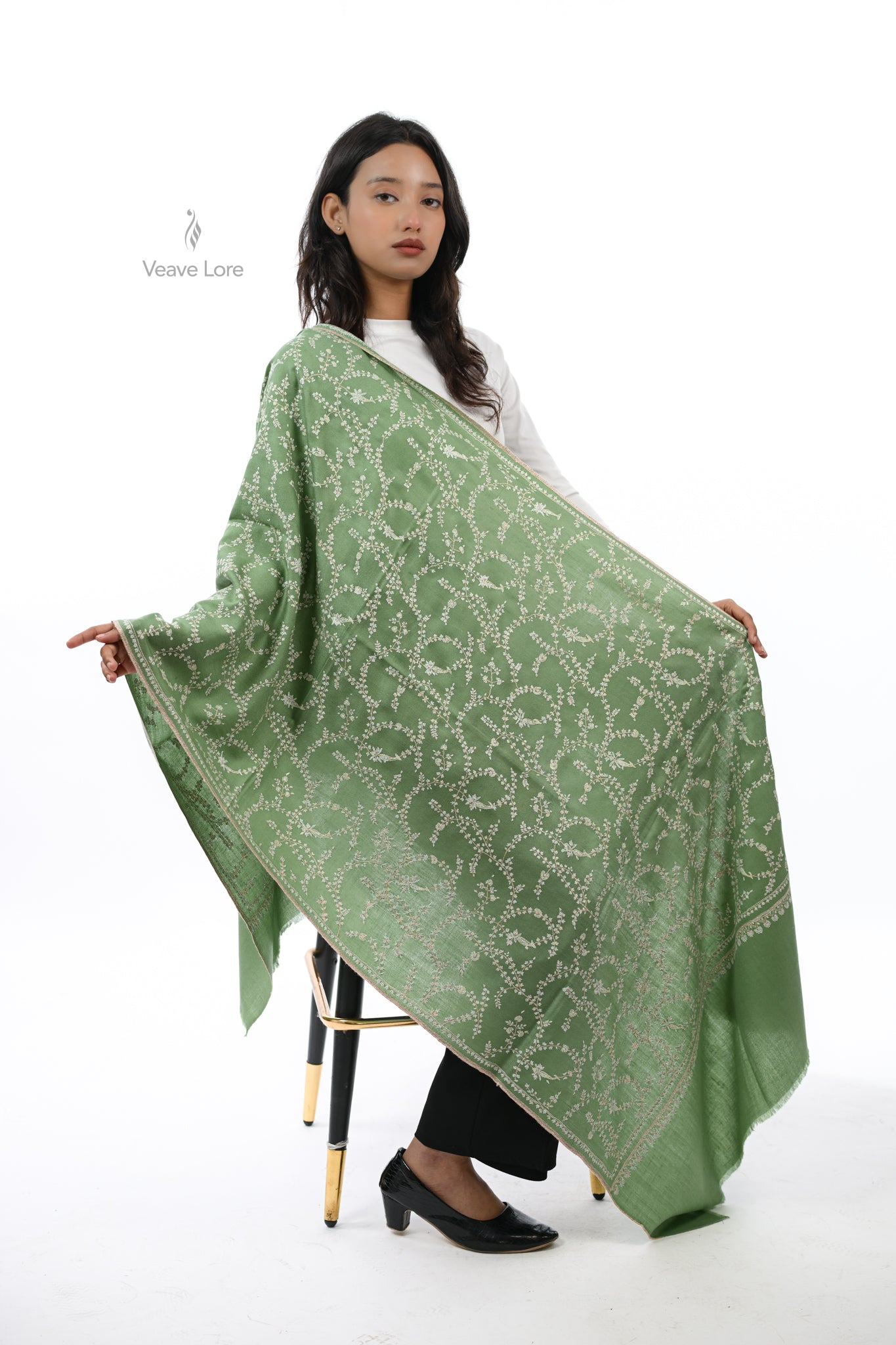 Sabza & Gold Pashmina Stole