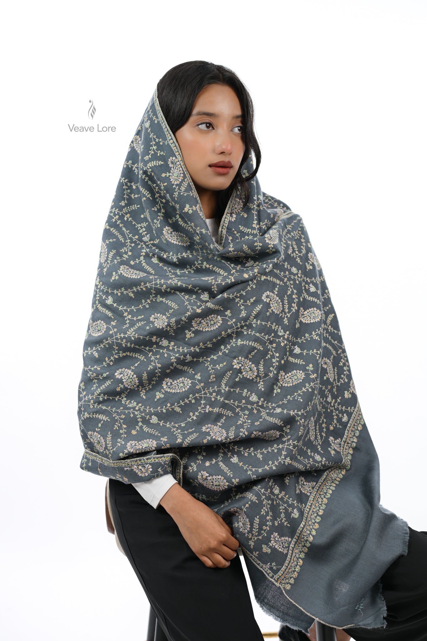 Boteh & Smoke Pashmina Stole