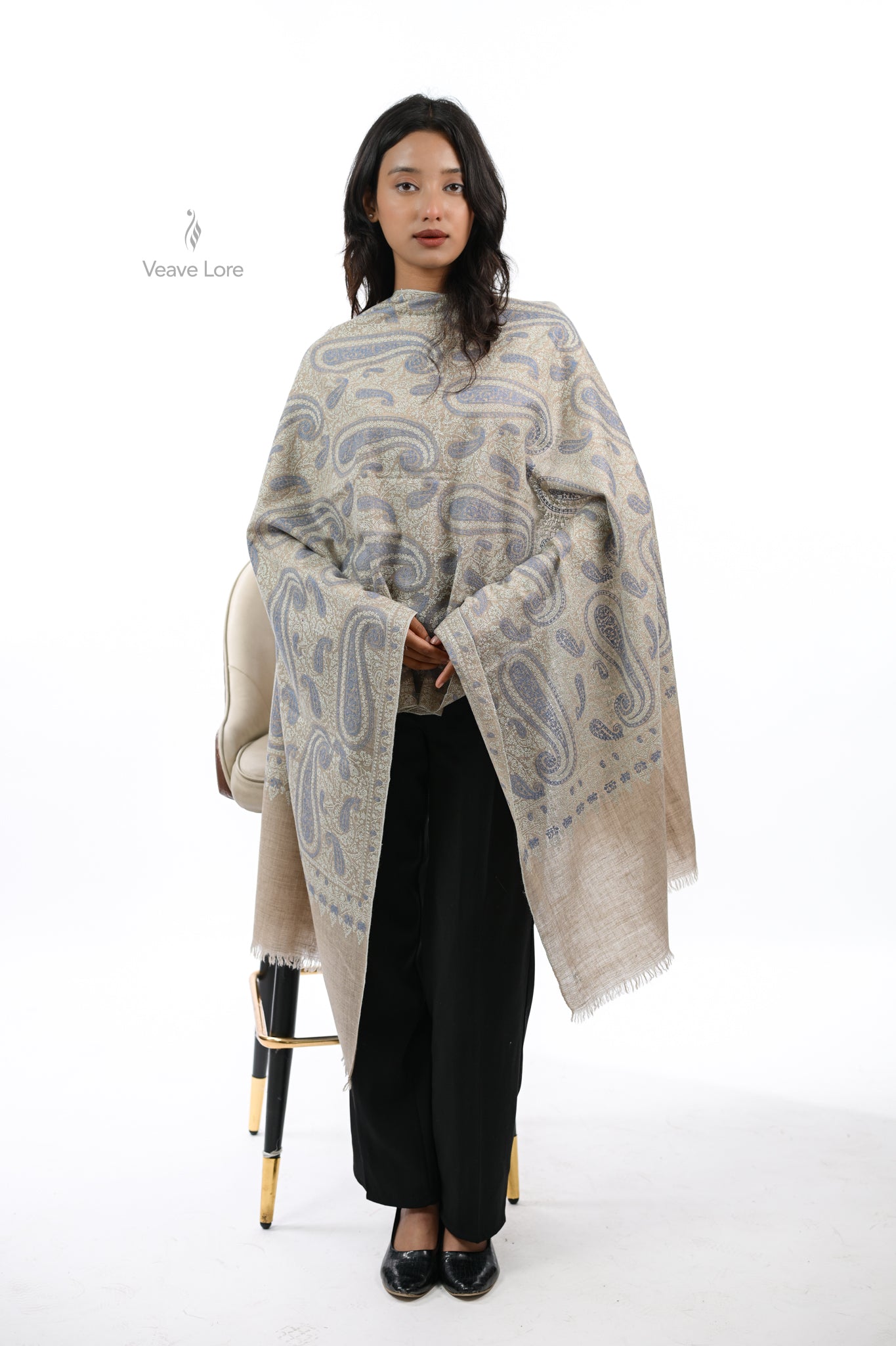 Lajward & Linen Pashmina Stole