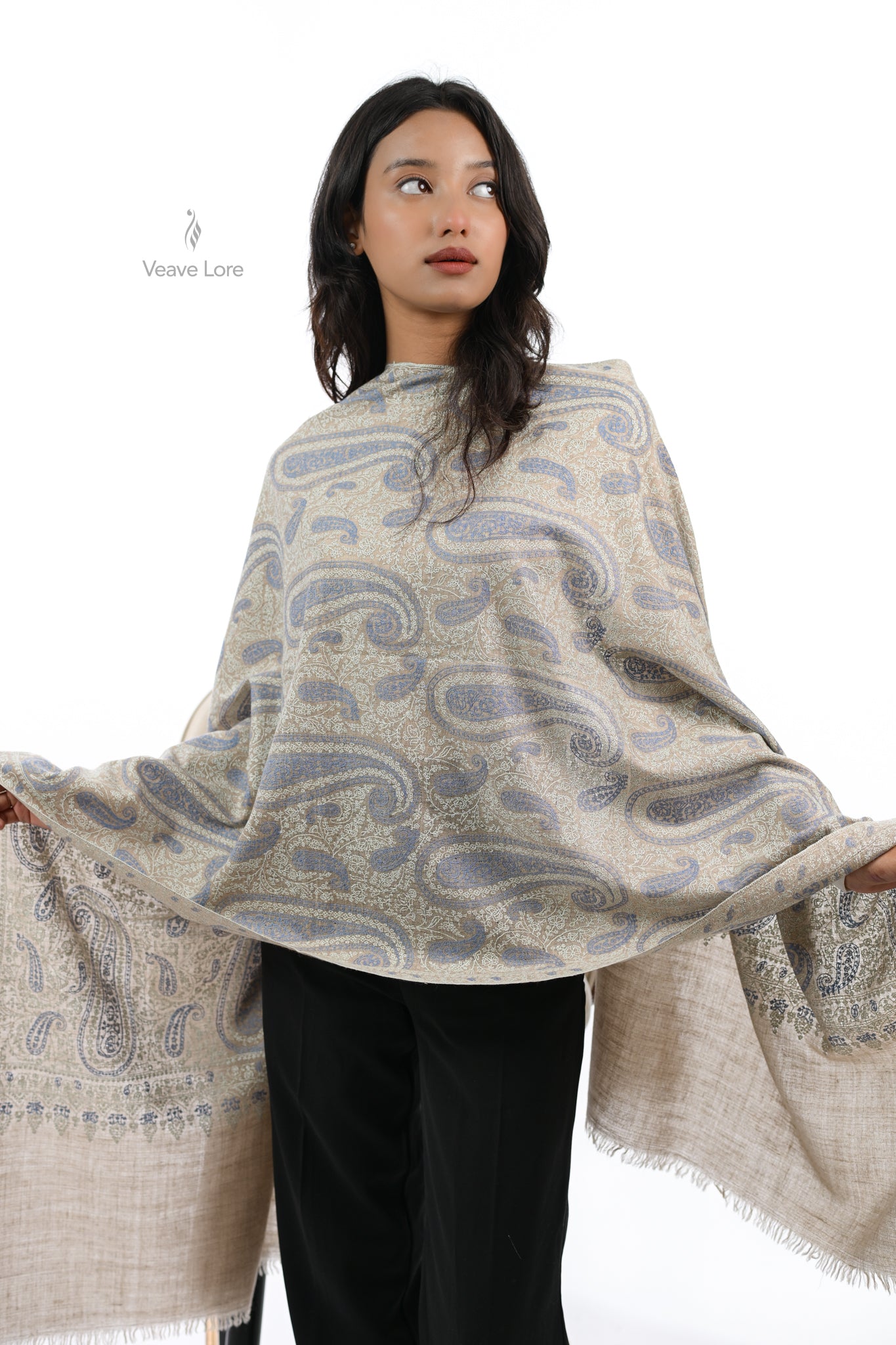 Lajward & Linen Pashmina Stole