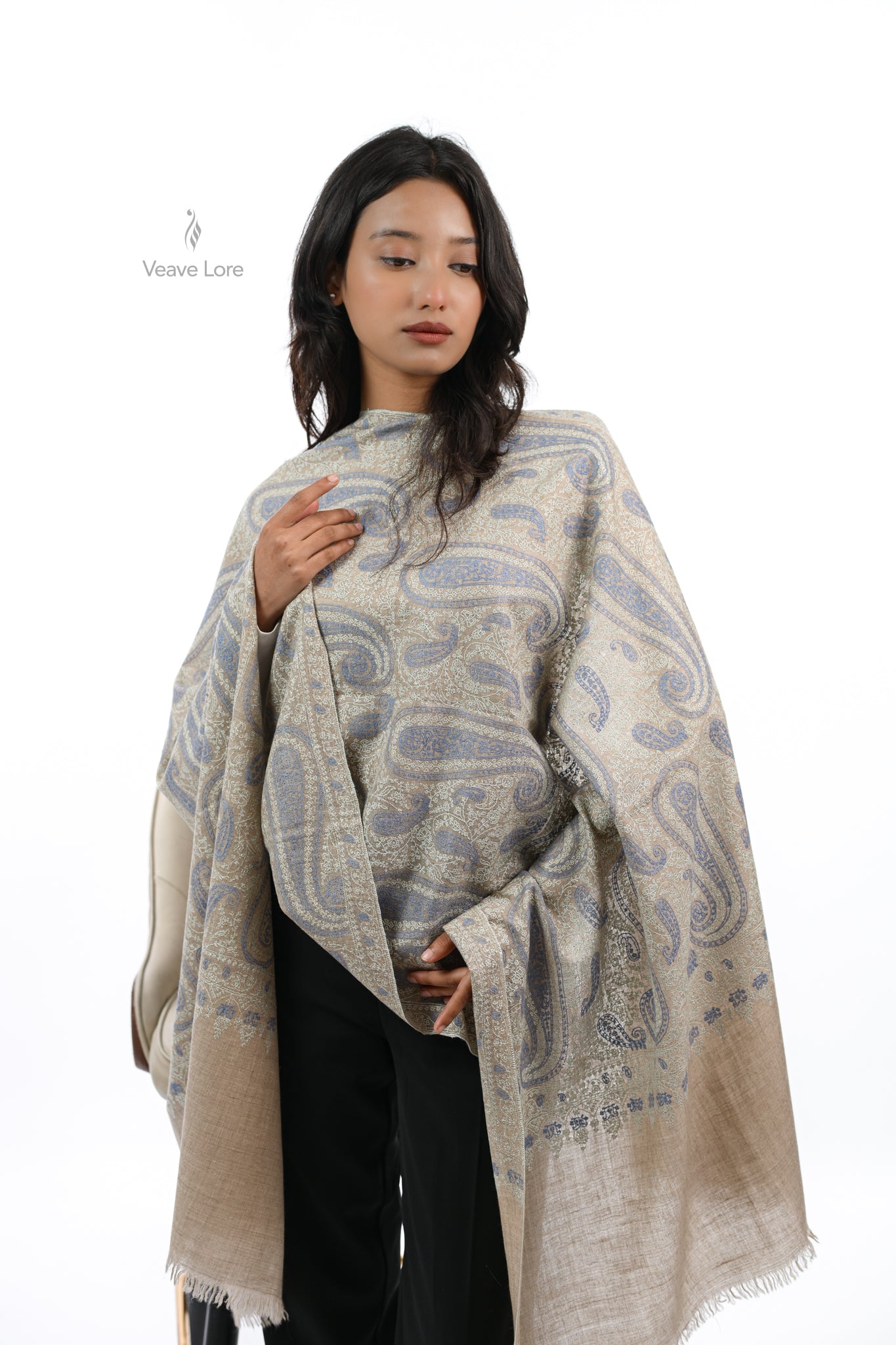 Lajward & Linen Pashmina Stole