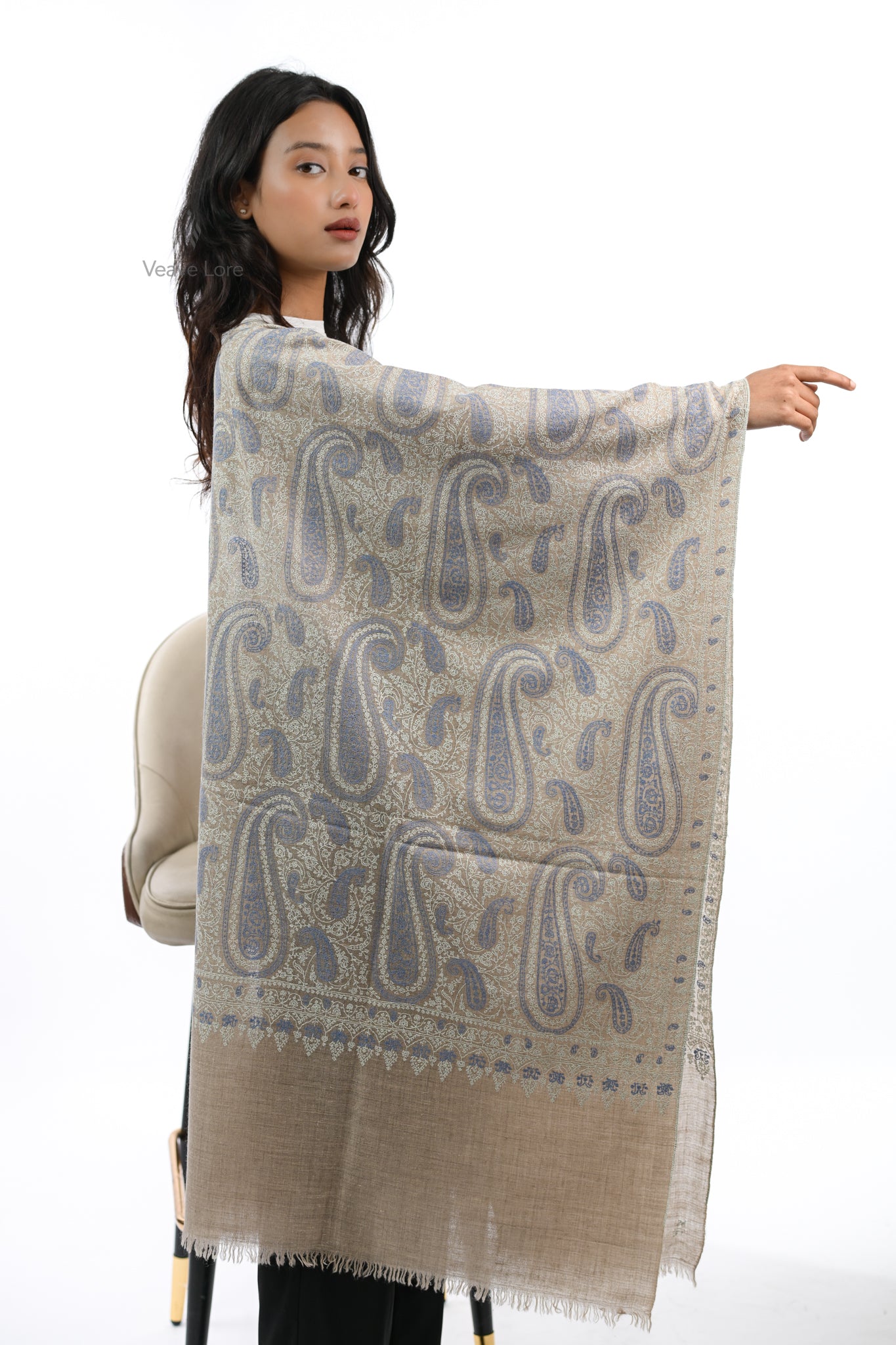 Lajward & Linen Pashmina Stole