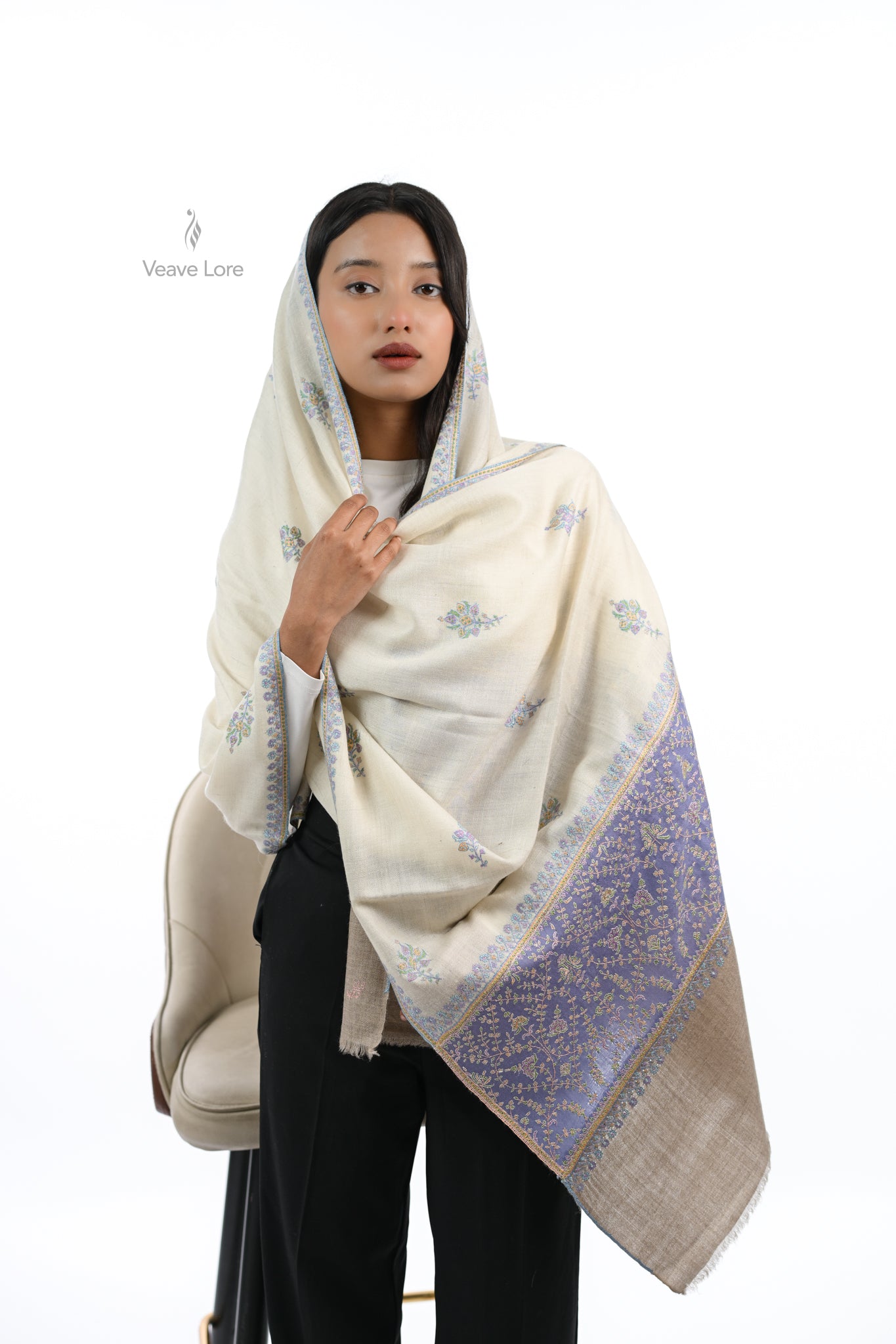 Lilac & Sadaf Pashmina Stole