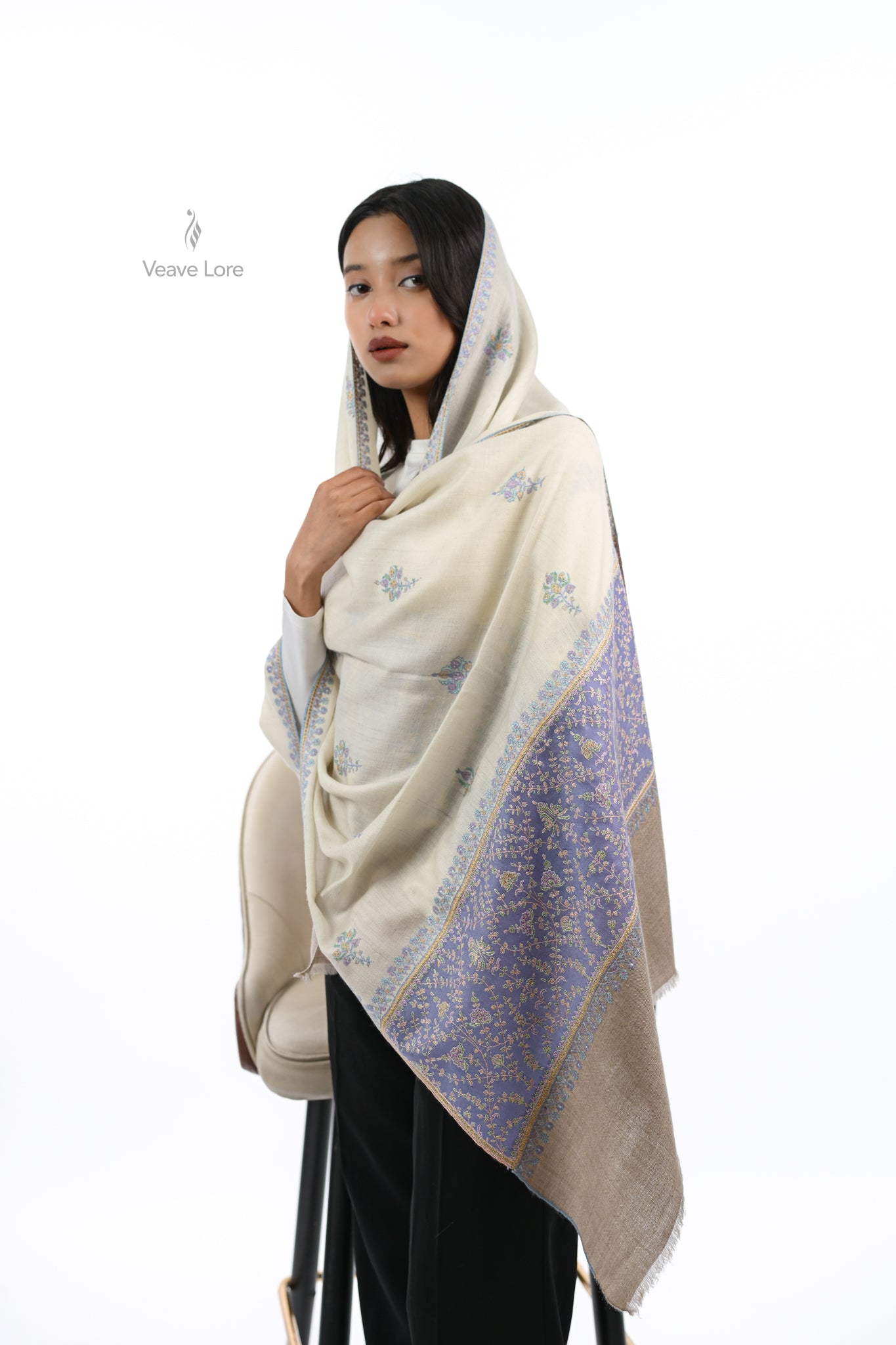 Lilac & Sadaf Pashmina Stole