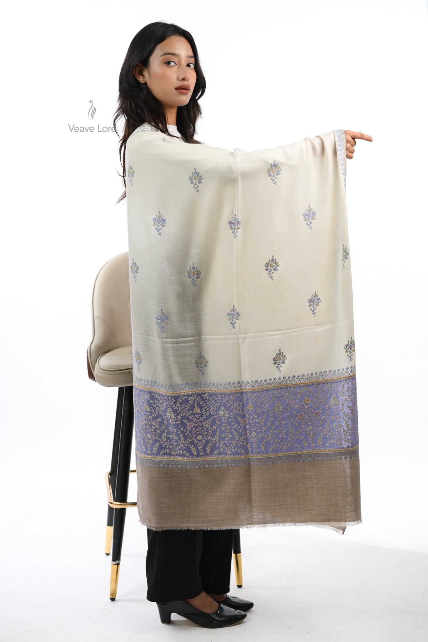 Lilac & Sadaf Pashmina Stole