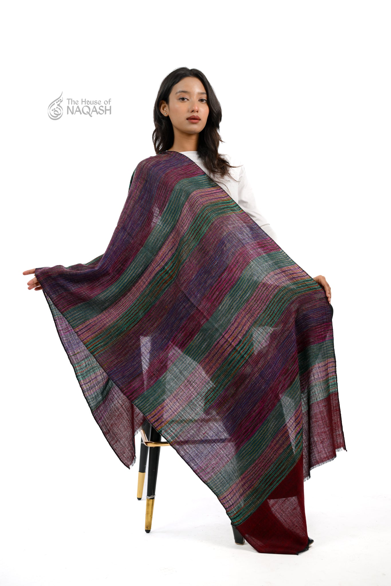 Burgundy Striped Ensemble Wrap