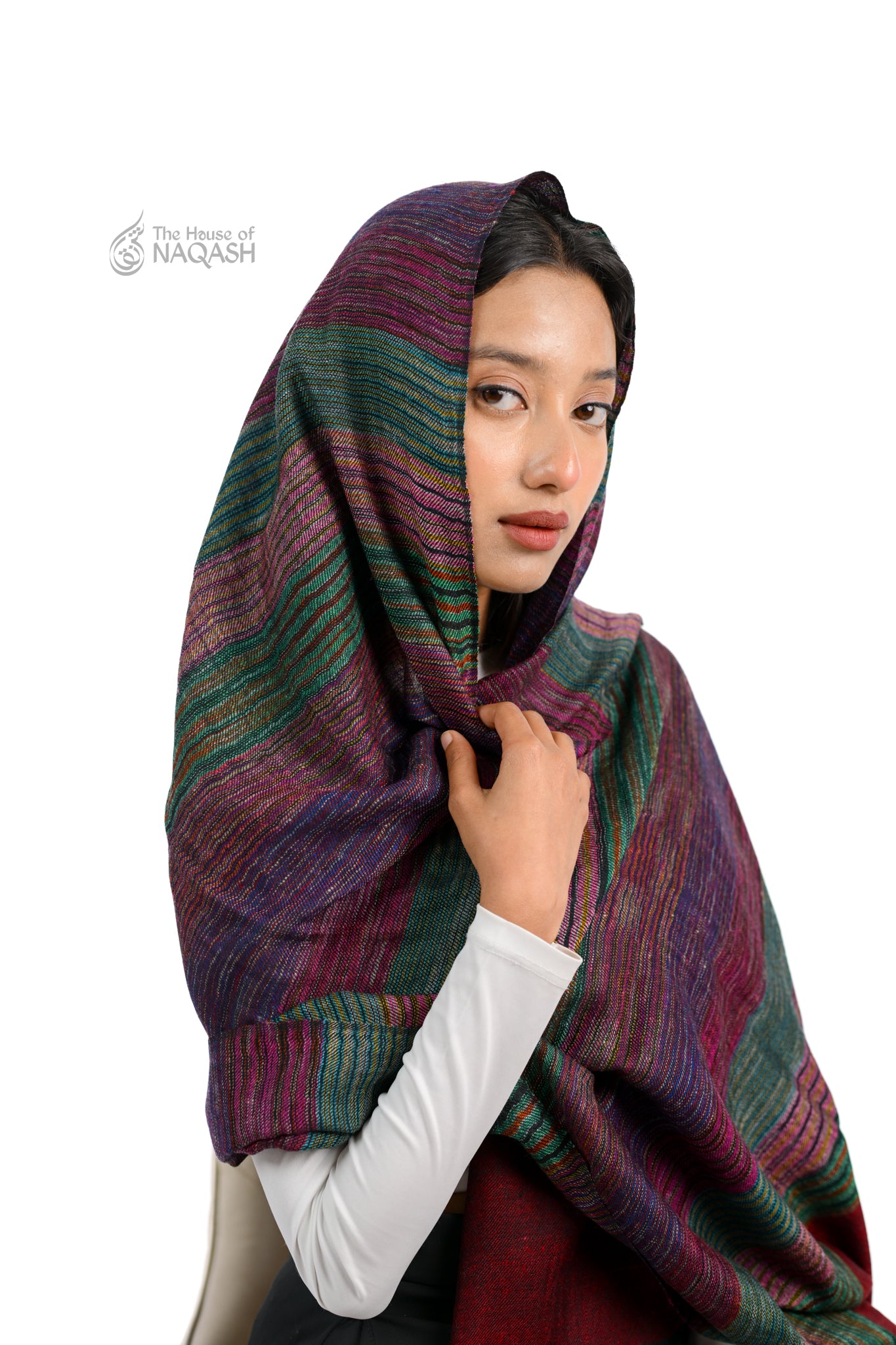 Burgundy Striped Ensemble Wrap
