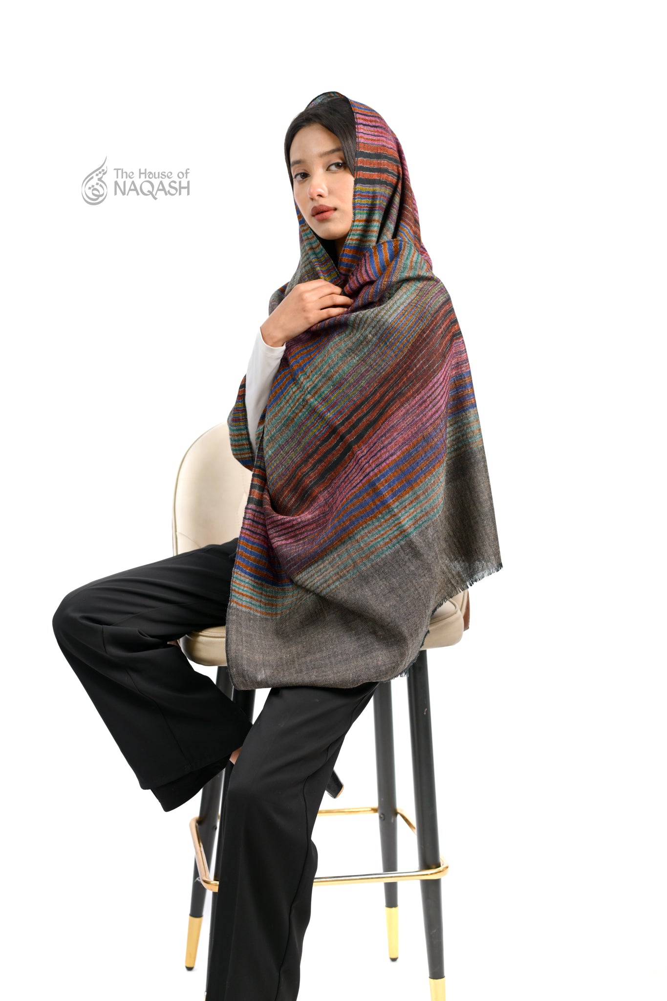 Grey Multi-Striped Wrap