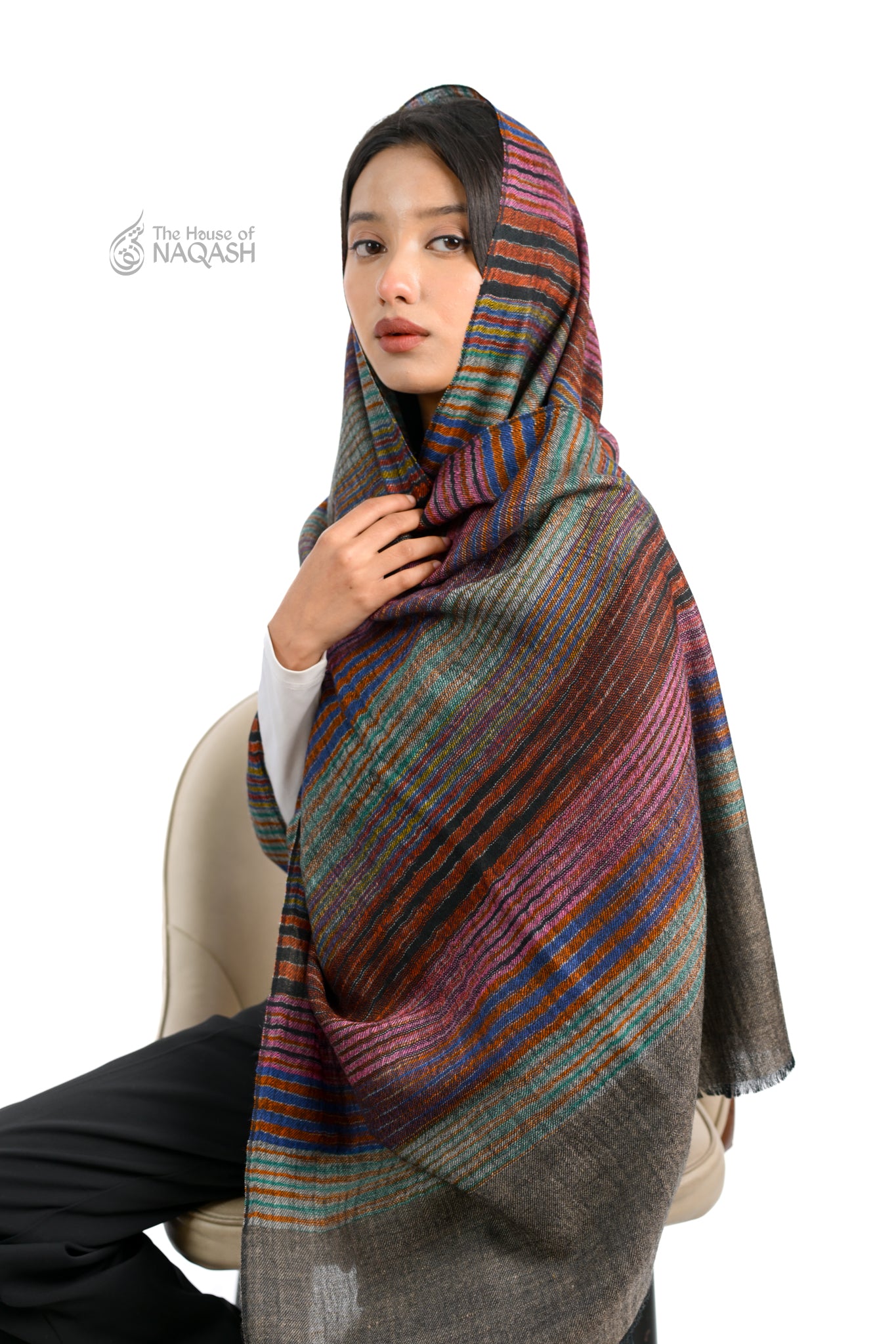 Grey Multi-Striped Wrap