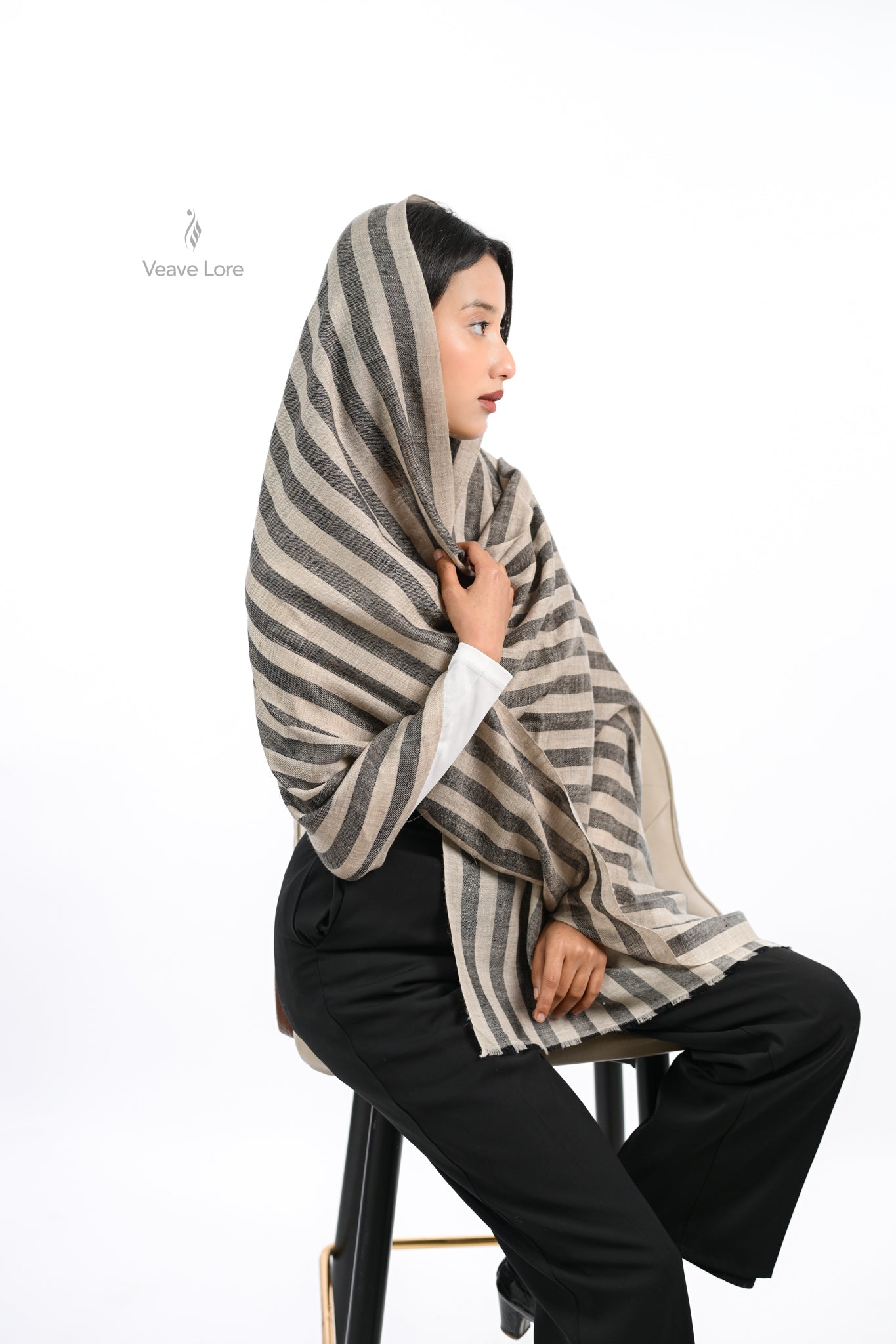 Siyah Ivory Pashmina Stole