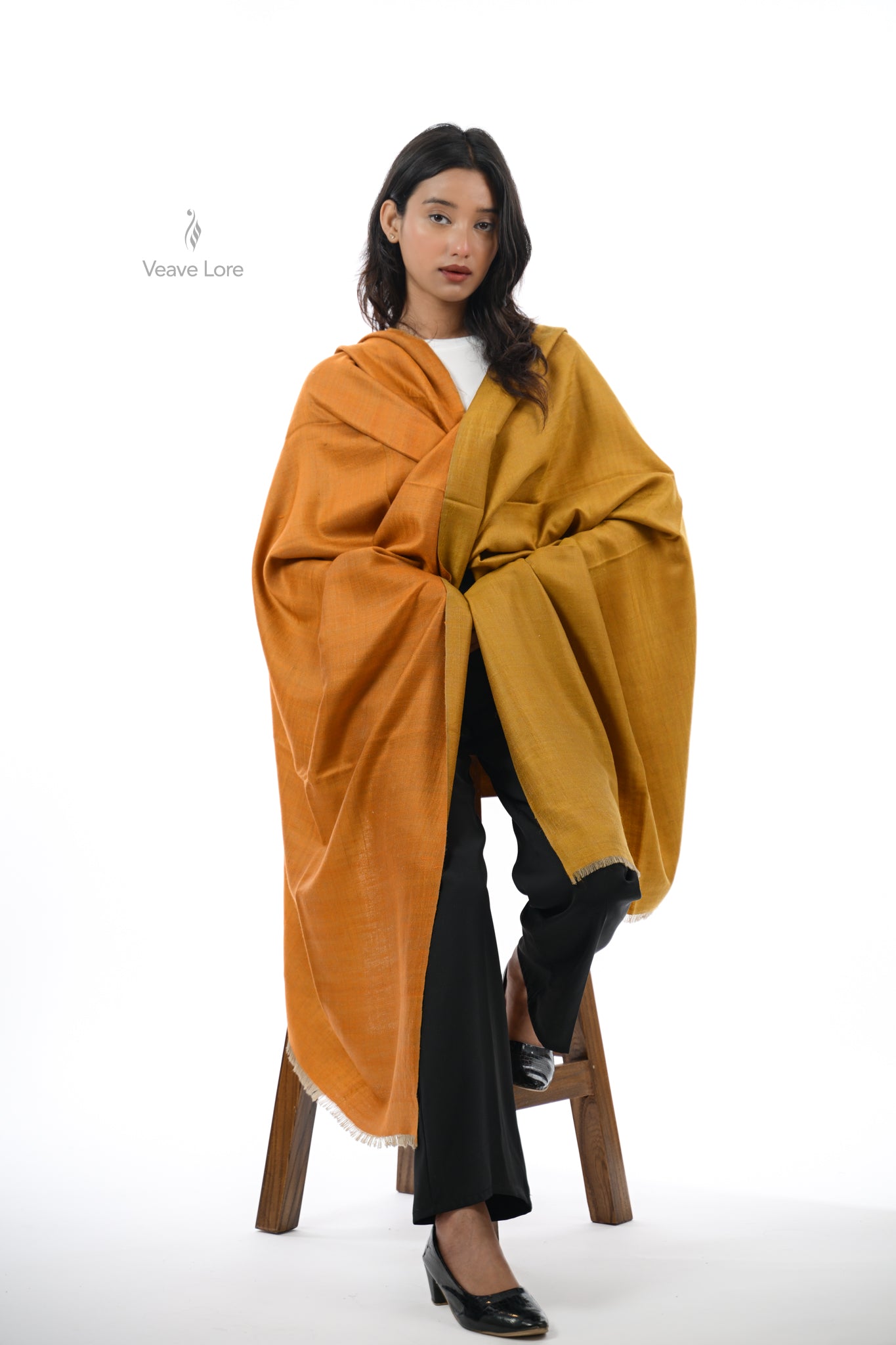 Saffron Aatish Pashmina Shawl