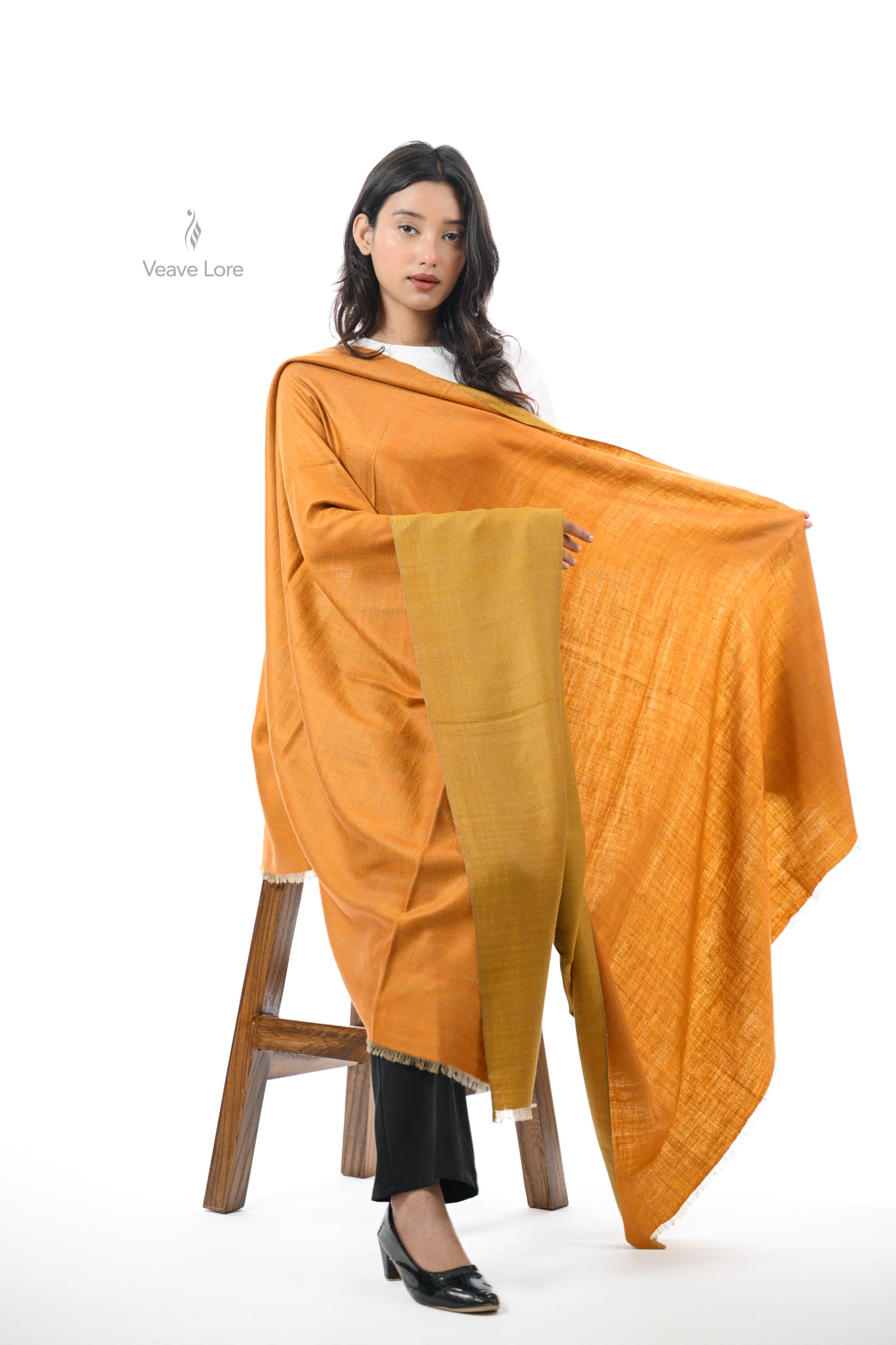Saffron Aatish Pashmina Shawl