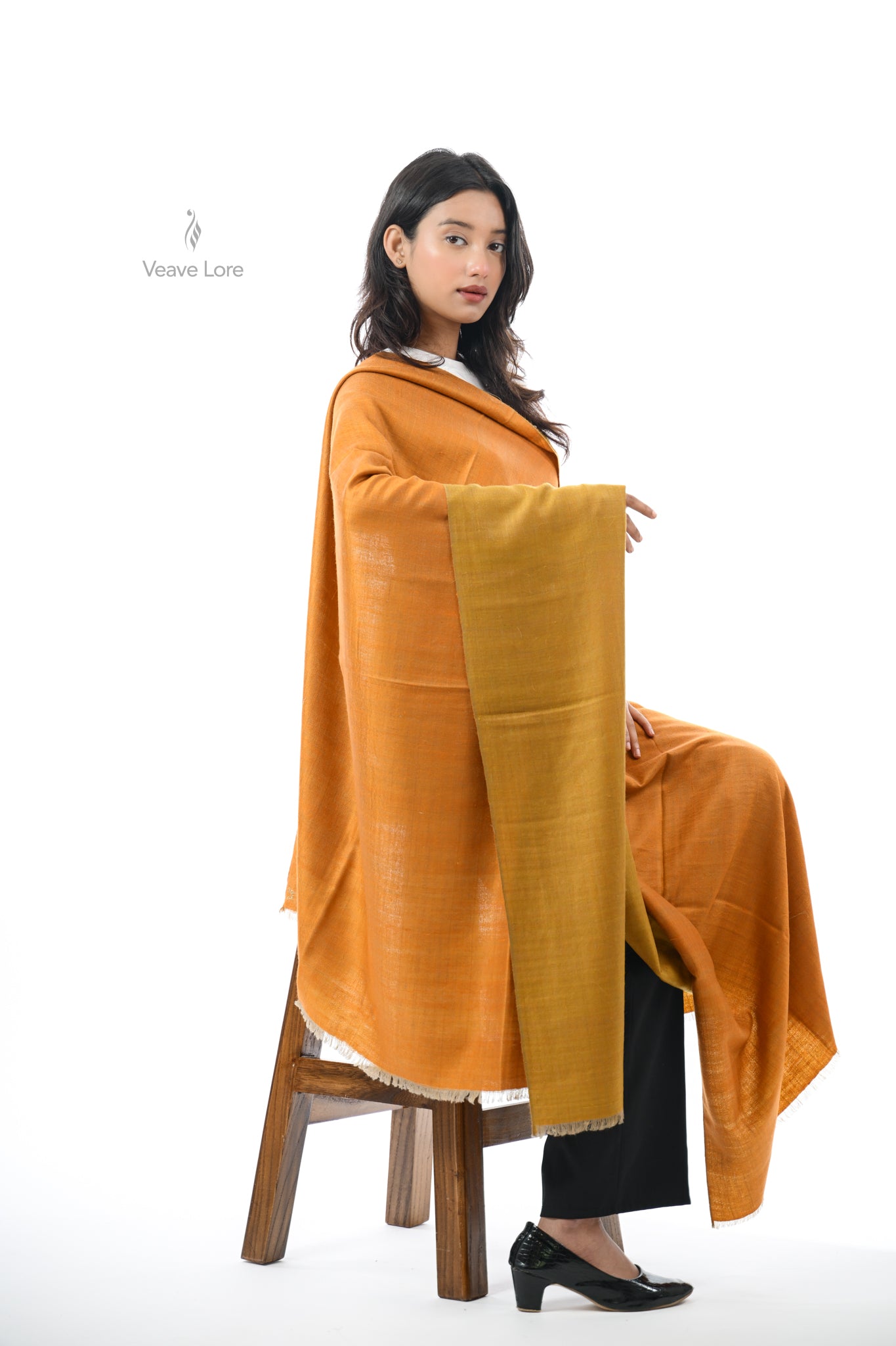 Saffron Aatish Pashmina Shawl