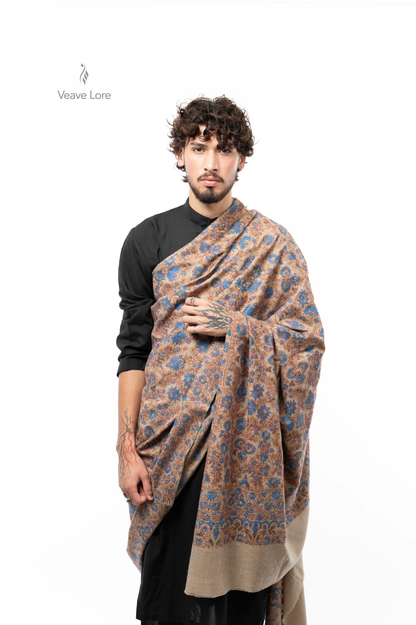 Cobalt Meadow Pashmina Shawl
