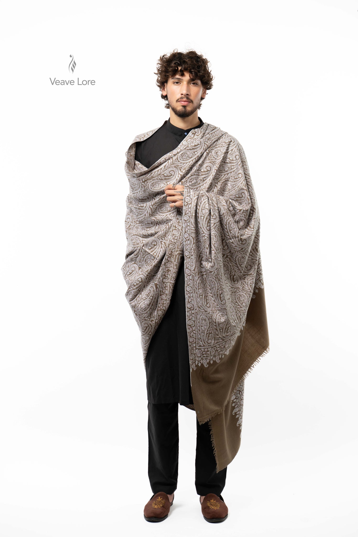 Walnut Paisley Pashmina Shawl