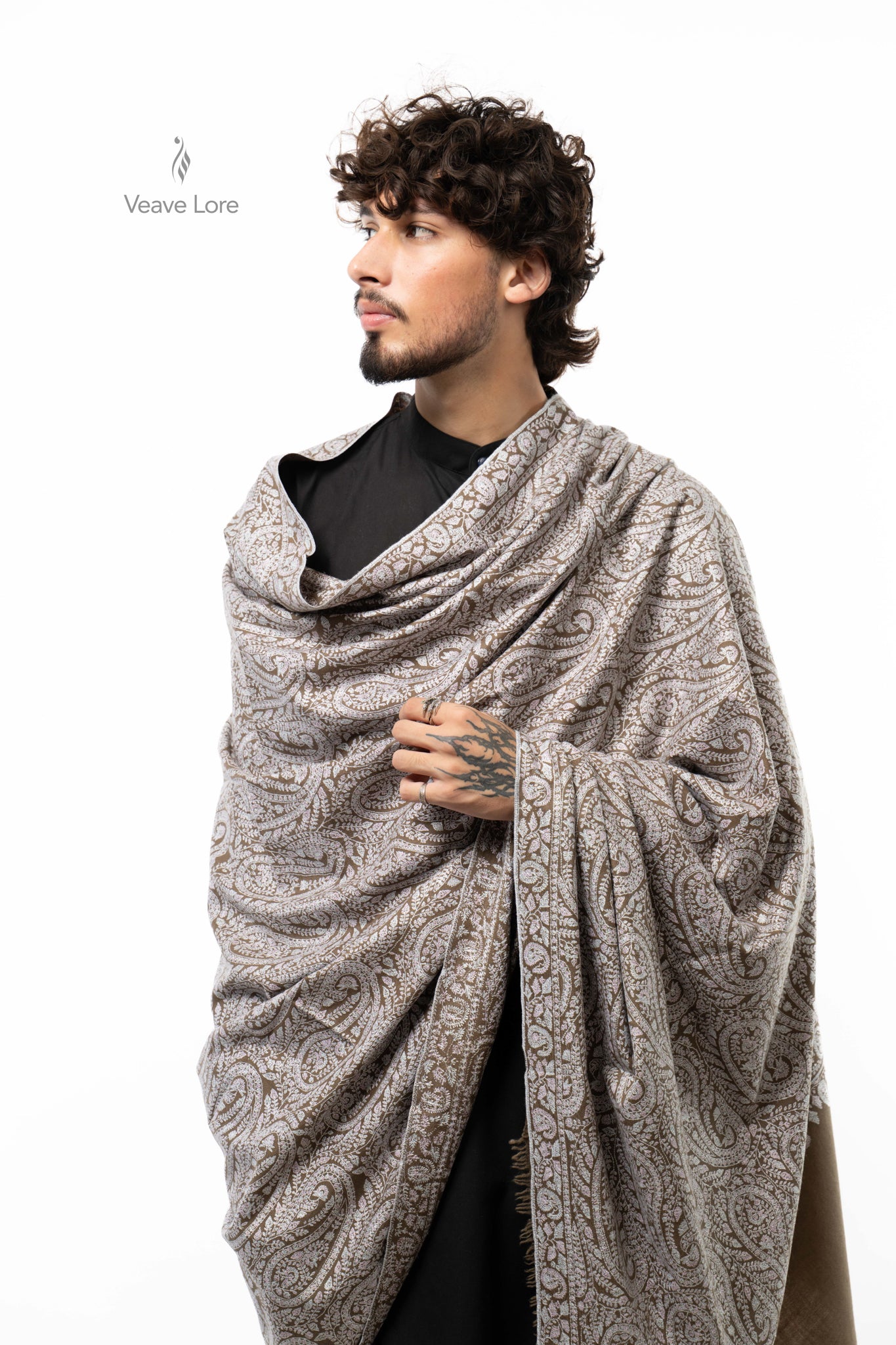 Walnut Paisley Pashmina Shawl