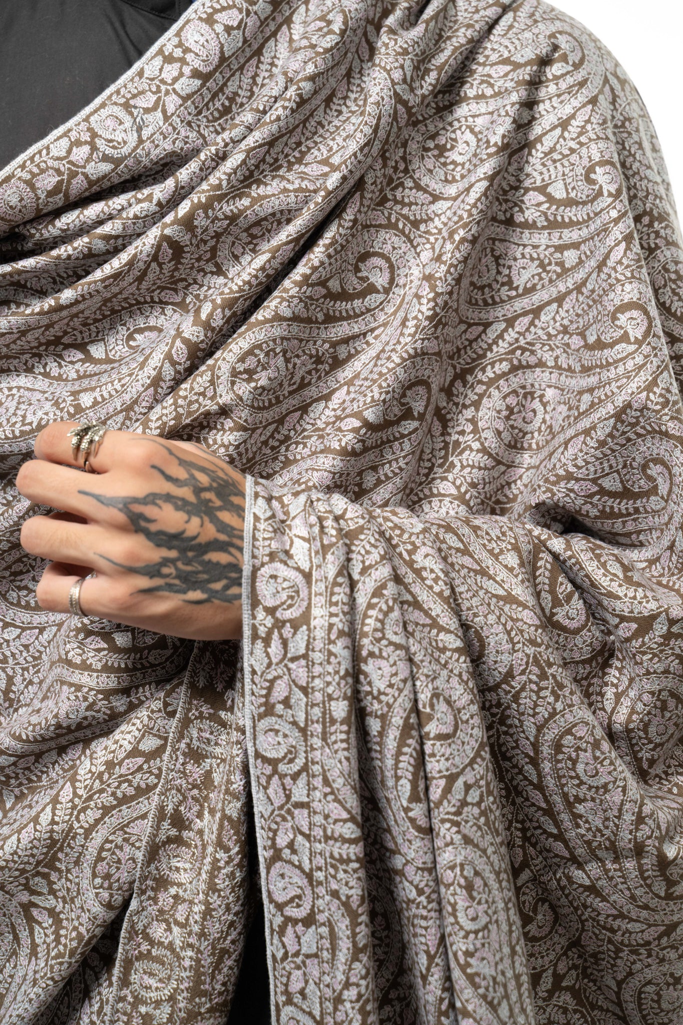 Walnut Paisley Pashmina Shawl