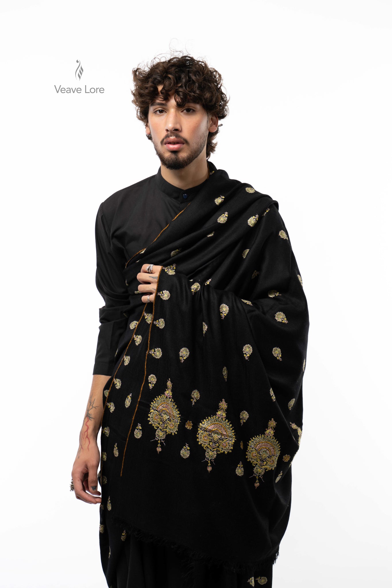 Ebony Motif Pashmina Shawl