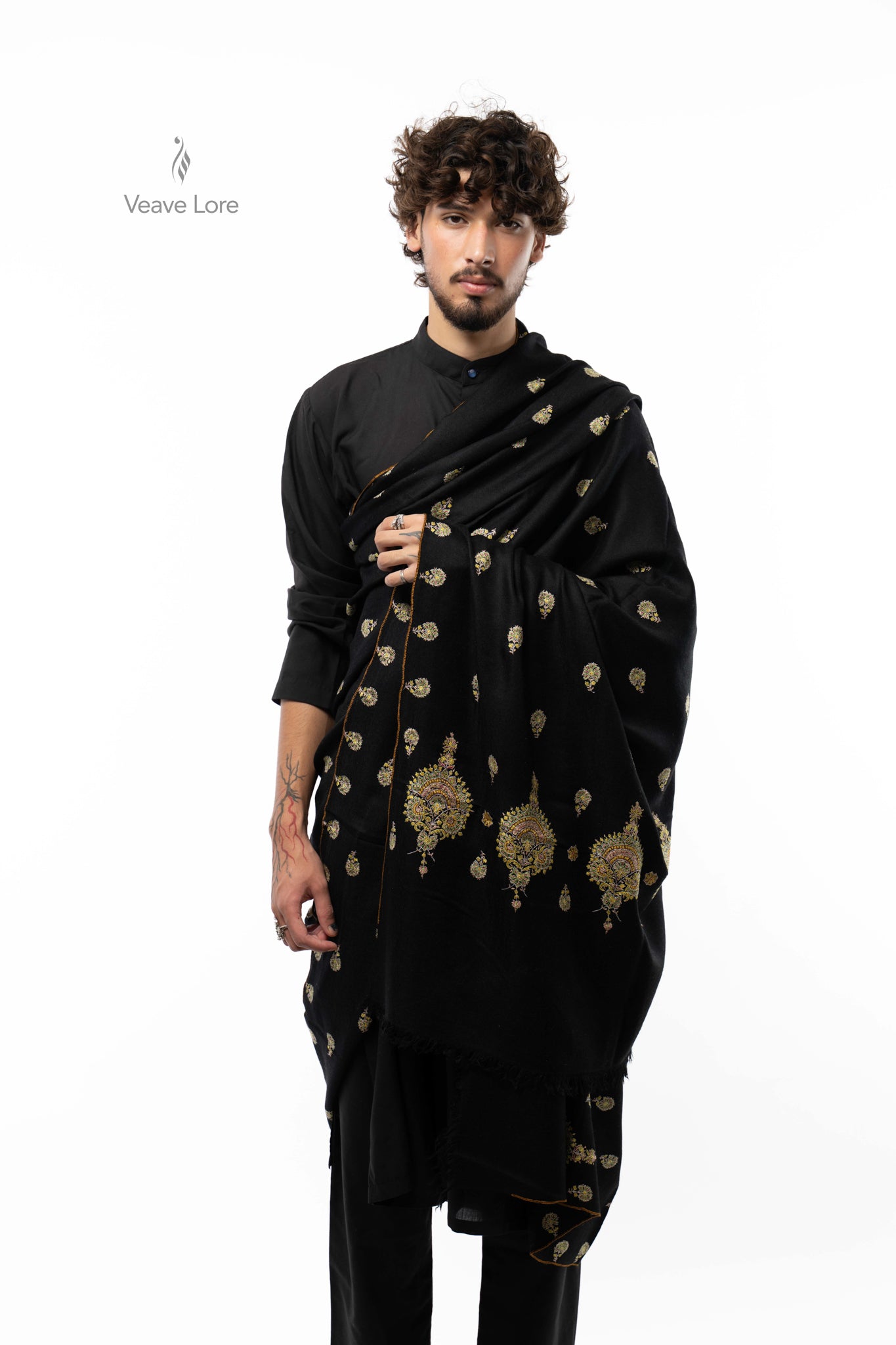 Ebony Motif Pashmina Shawl