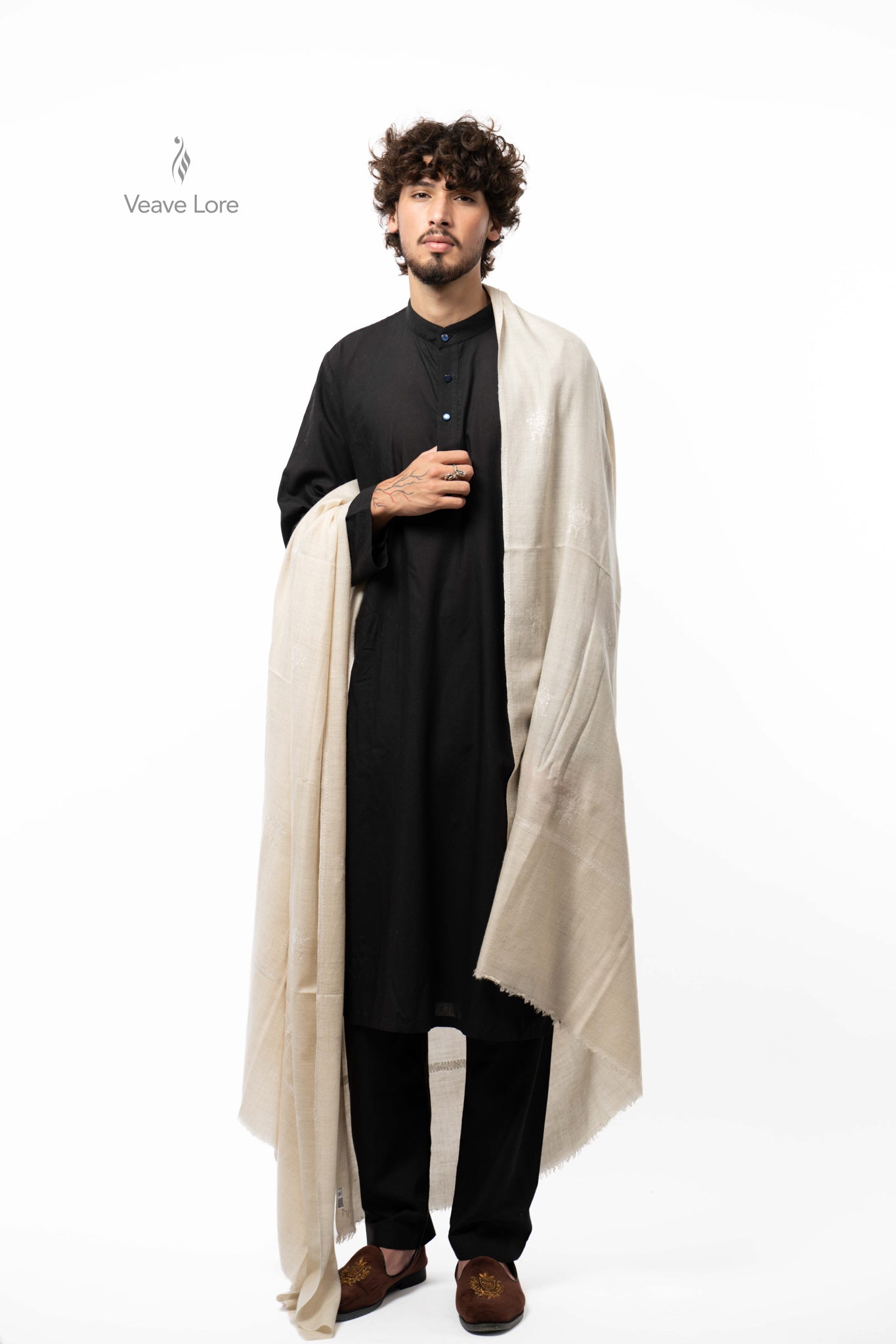Alabaster Bloom Pashmina Shawl