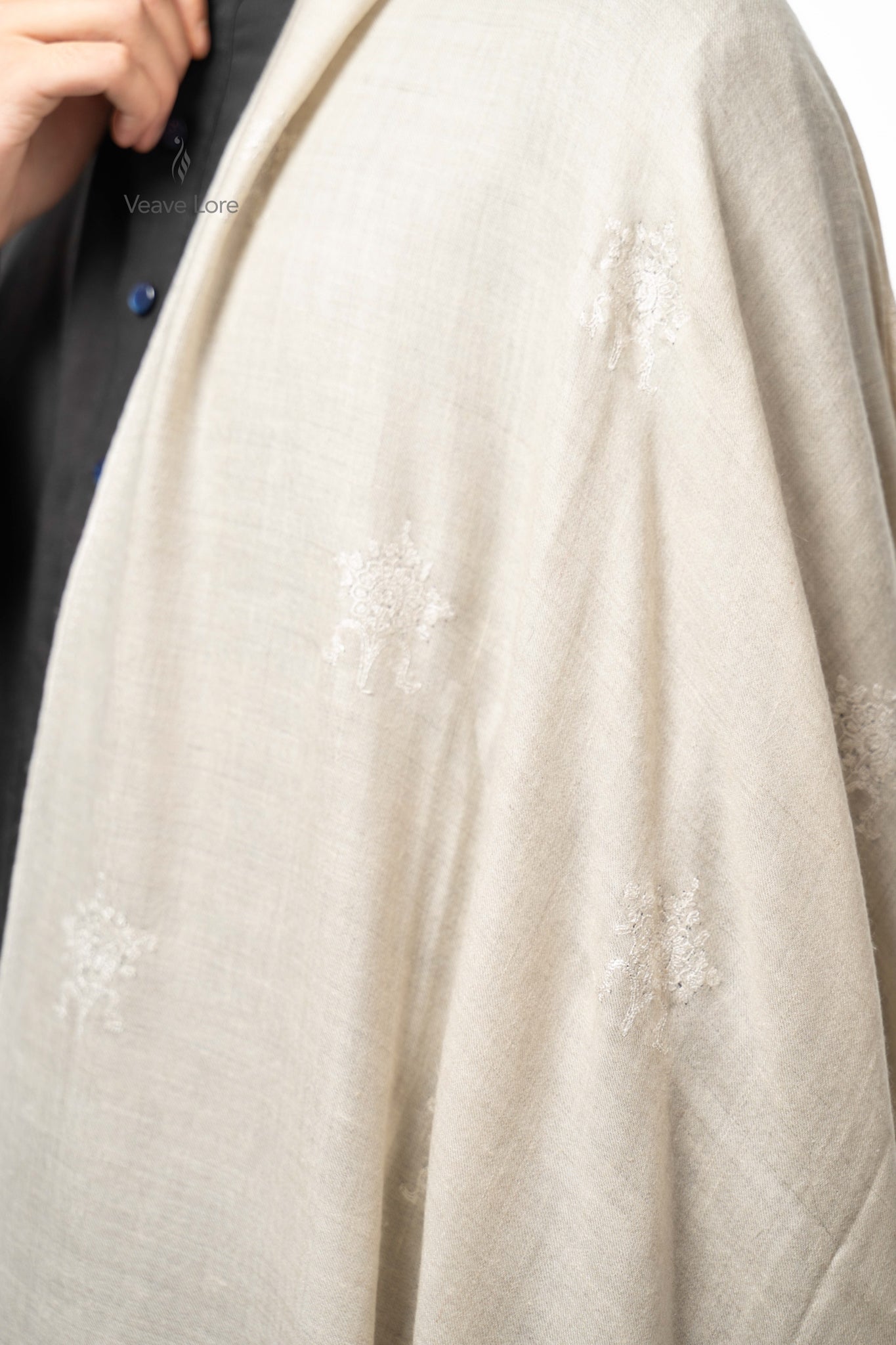 Alabaster Bloom Pashmina Shawl