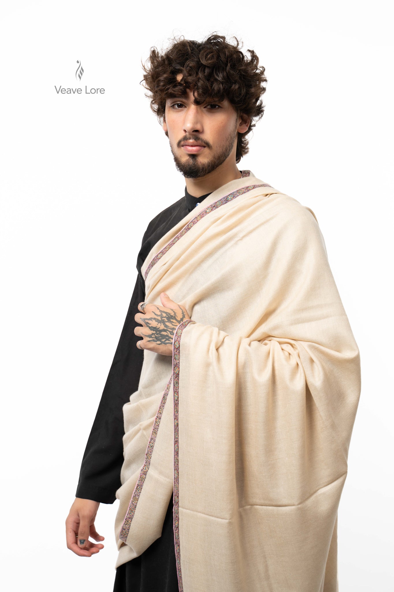 Ivory Mosaic Pashmina Shawl