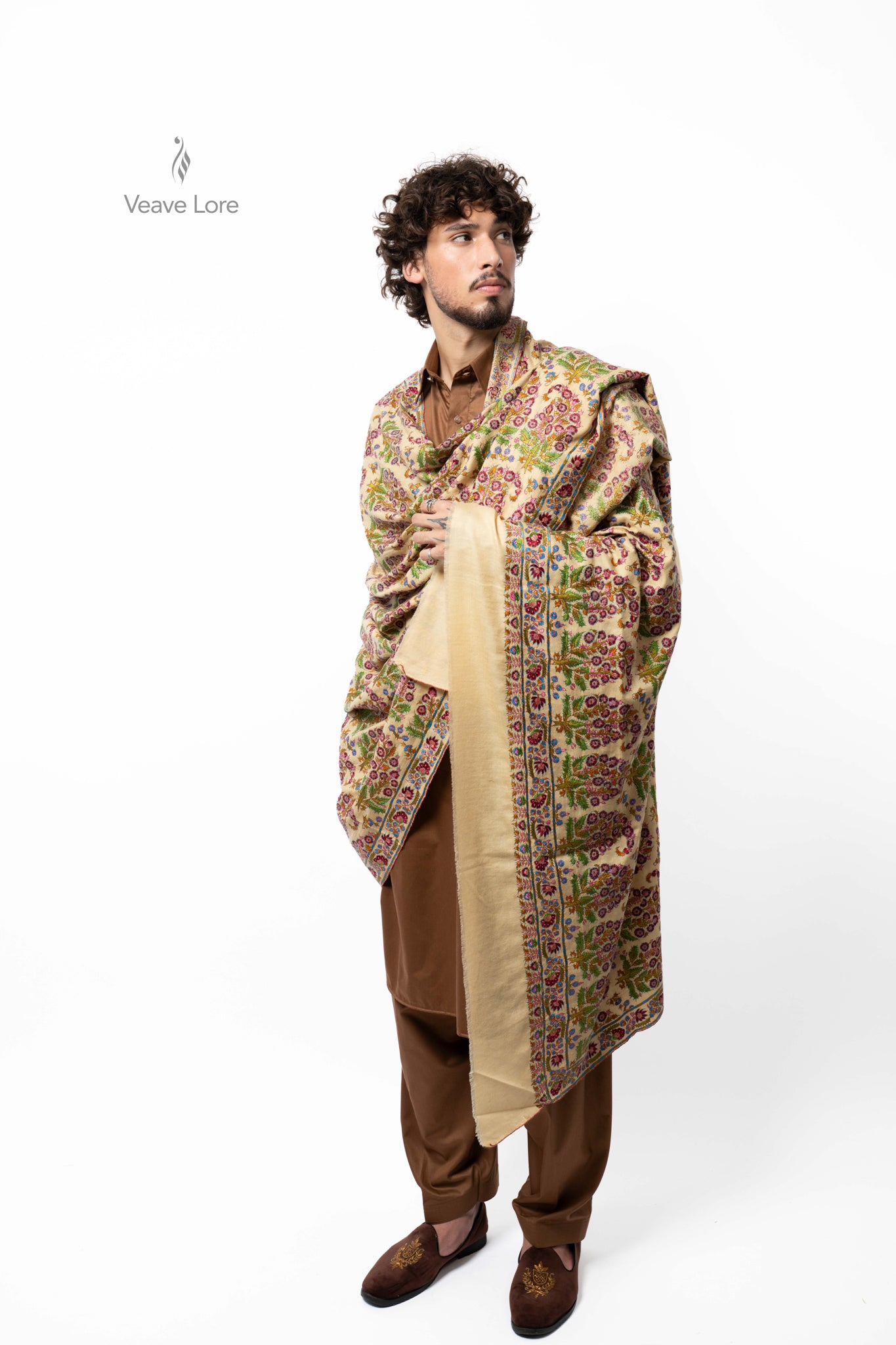 Saffron Trellis Pashmina Shawl