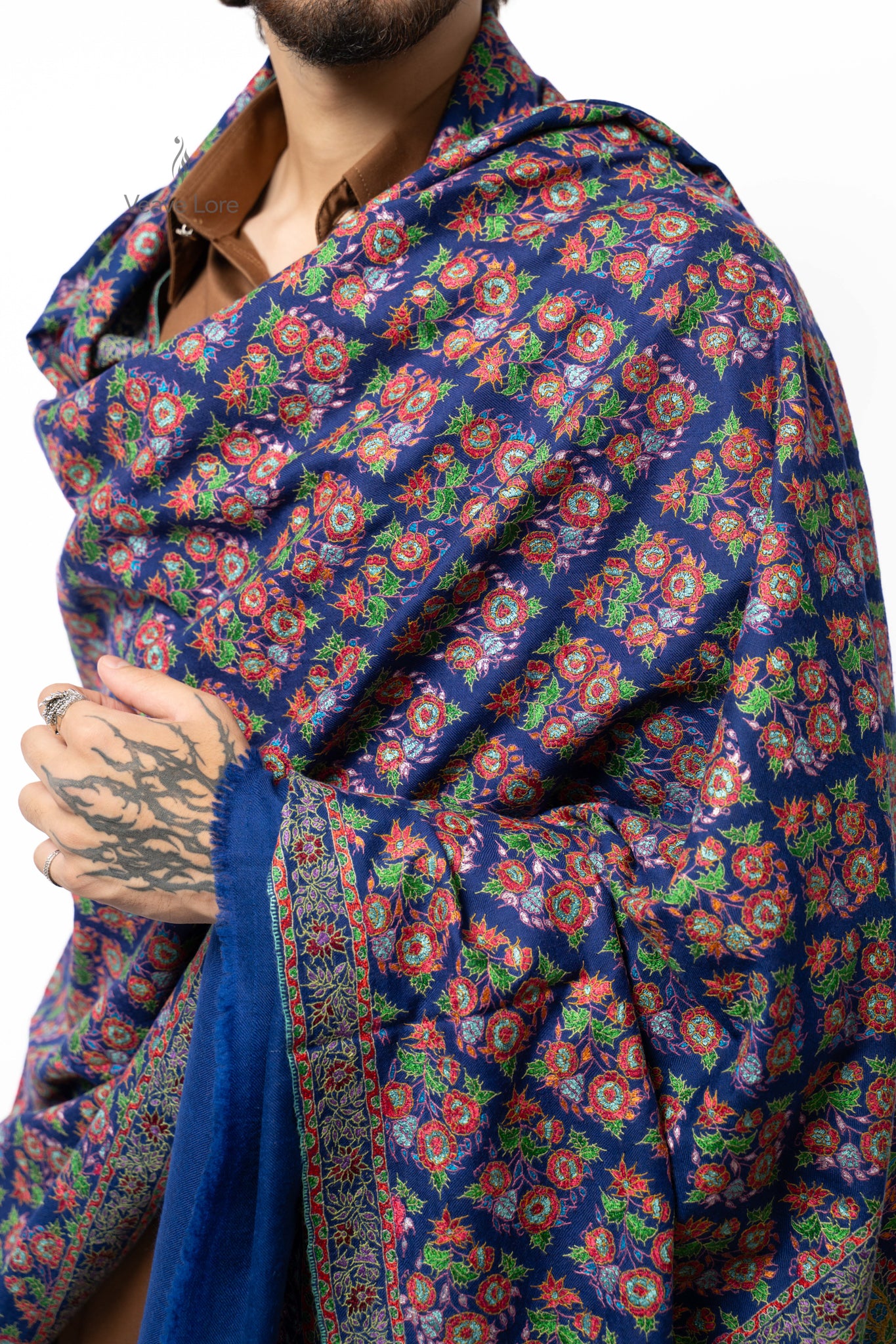 Sapphire Floret Pashmina Shawl