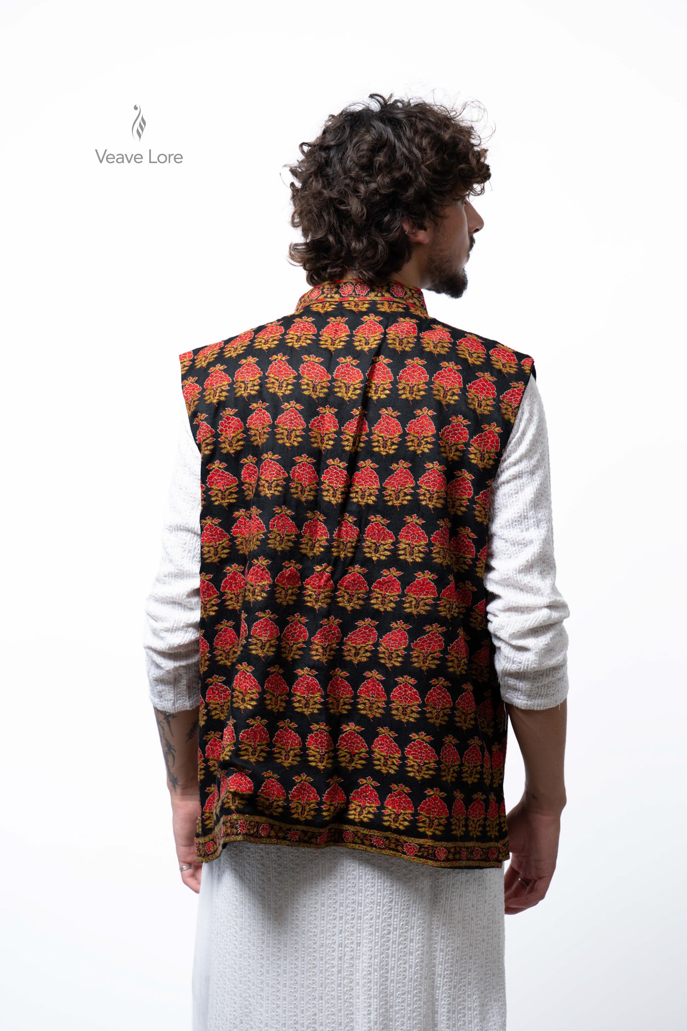 Crimson Orchard Kalamkari Waistcoat