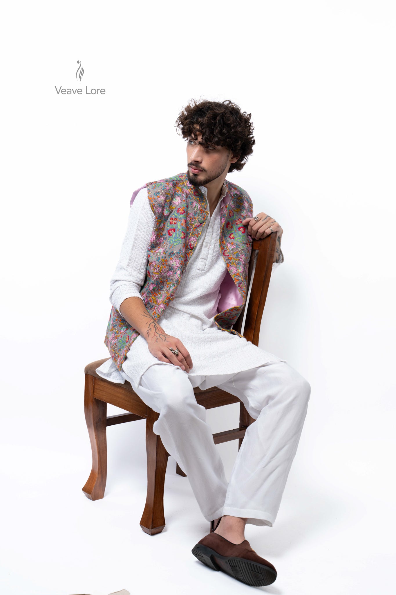 Pewter Rosewood Kalamkari Waistcoat